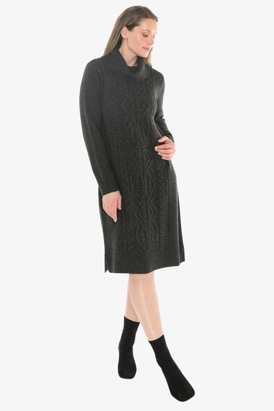 Cable Detail Dress in Charcoal