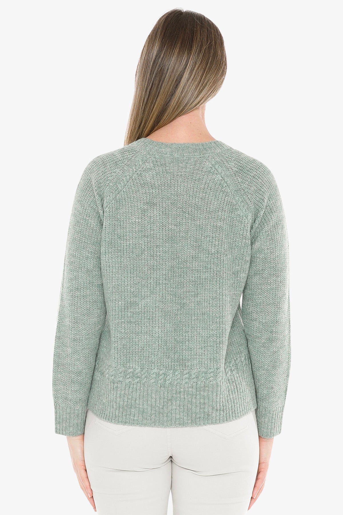 Cable Raglan Pullover in Spruce