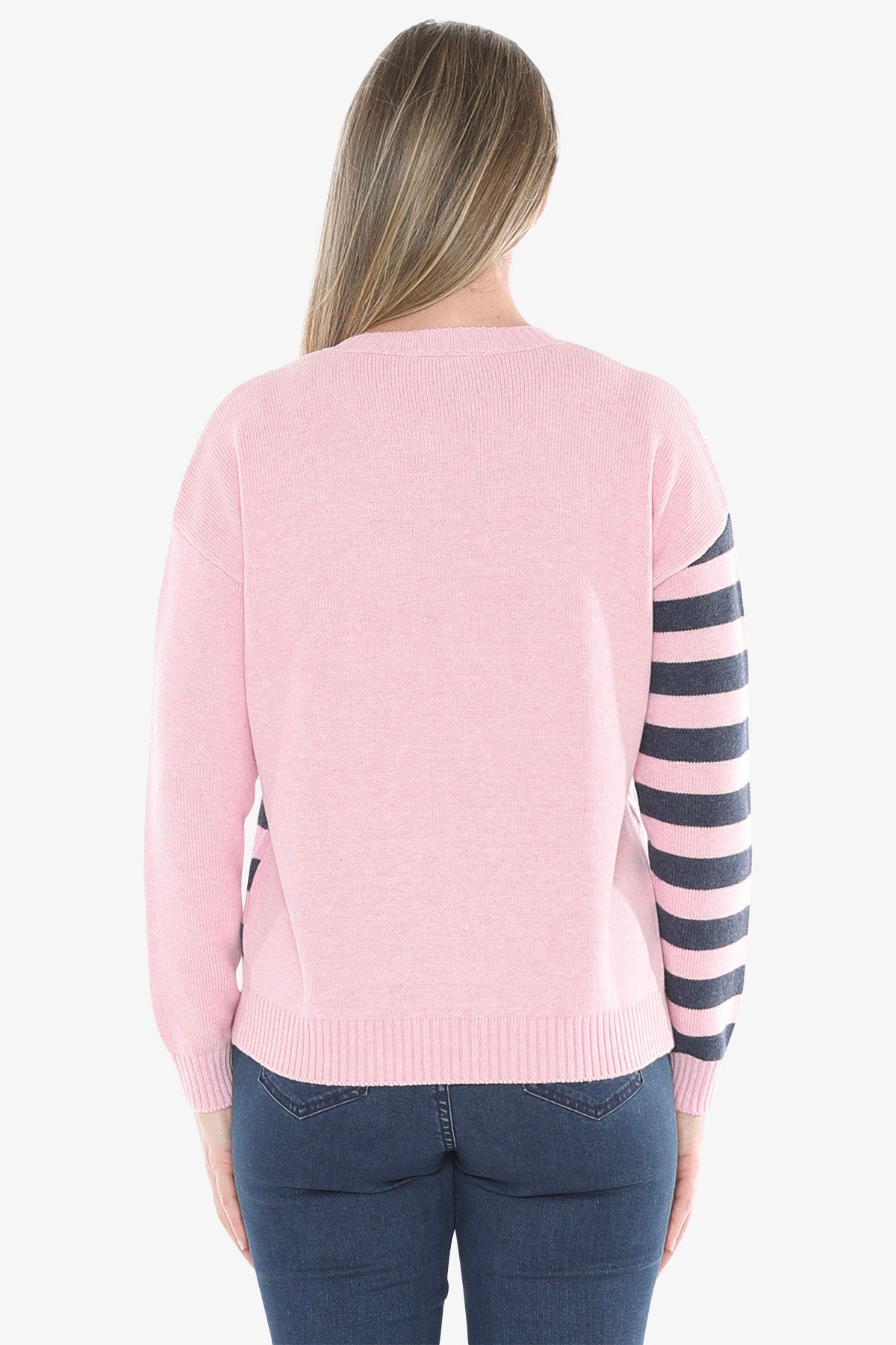 Cable Striped Pullover in Sherbert Marle Combo