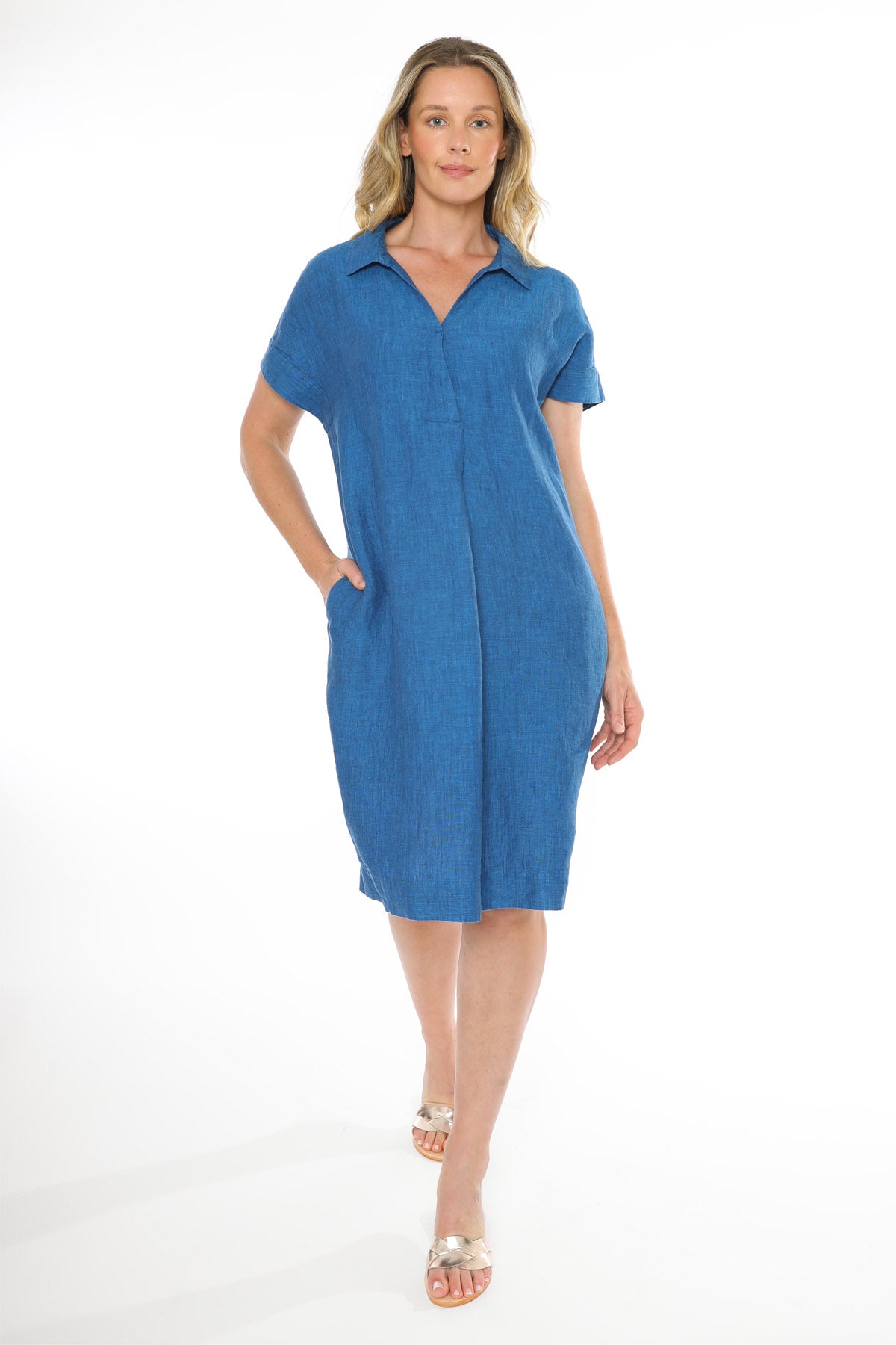 Women's Collared Dress in Blue