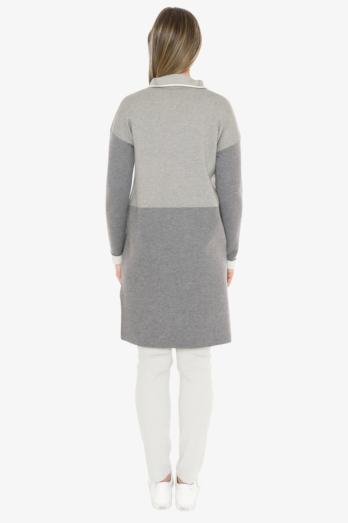 Contrast Coatigan in Grey/Cream