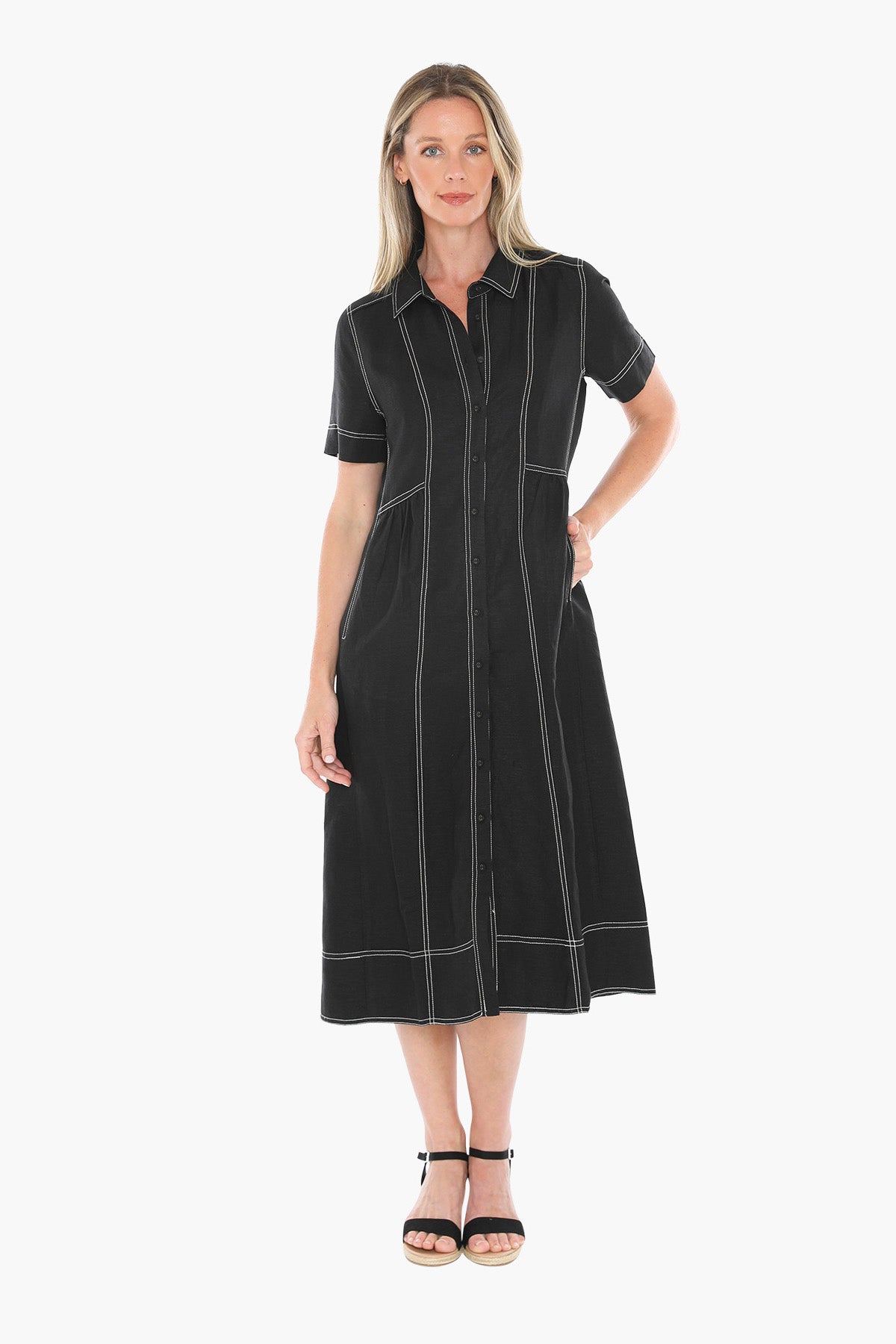 Womens Contrast Stitch Dress Black 596j5100a