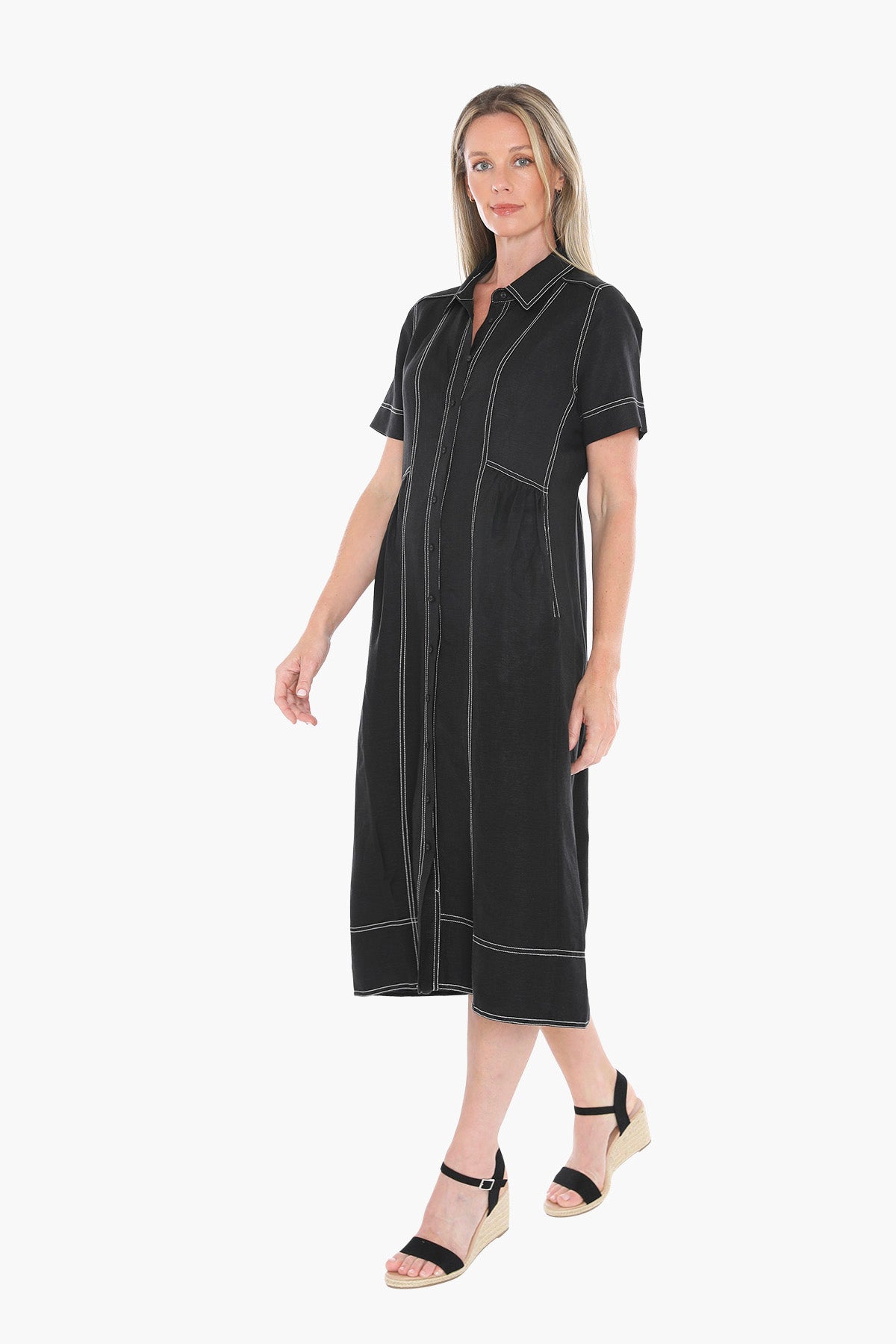 Womens Contrast Stitch Dress Black 596j5100a