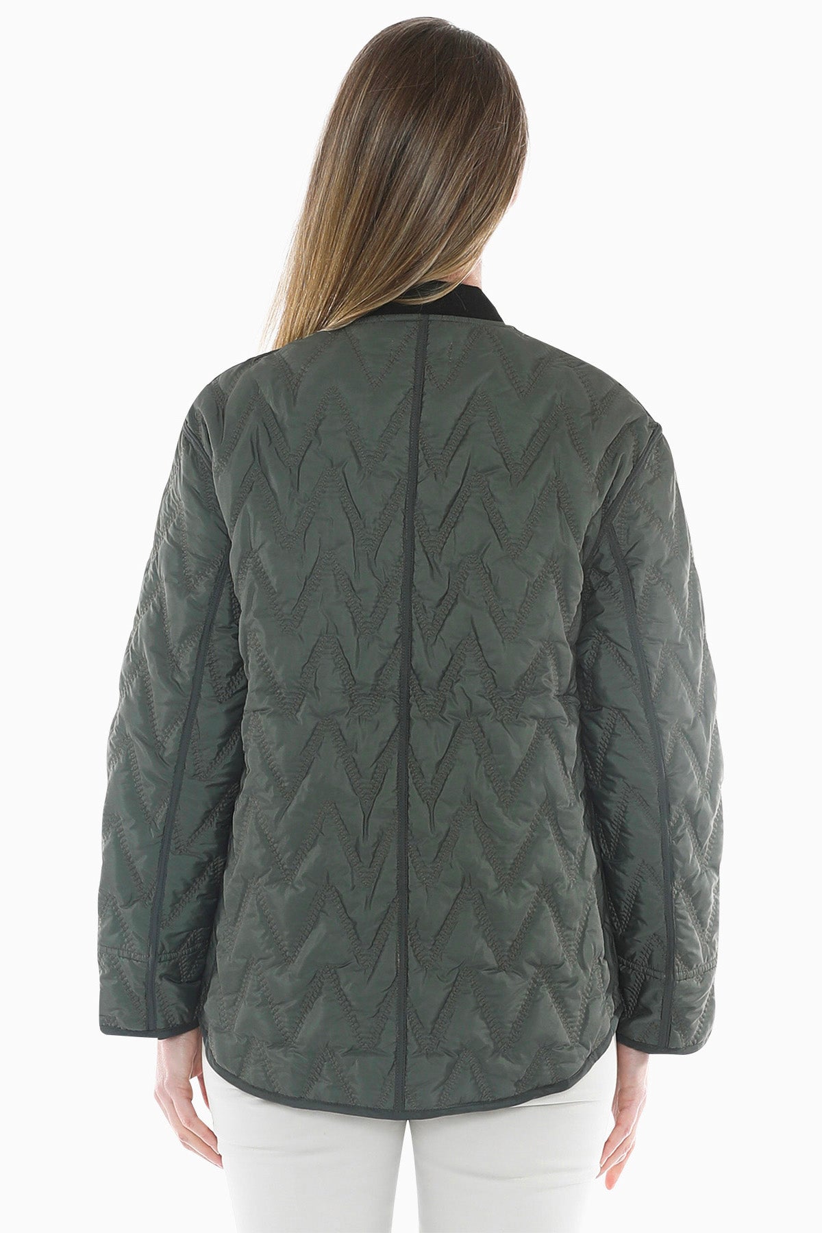 Zig Zag Quilted Puffer in Sage