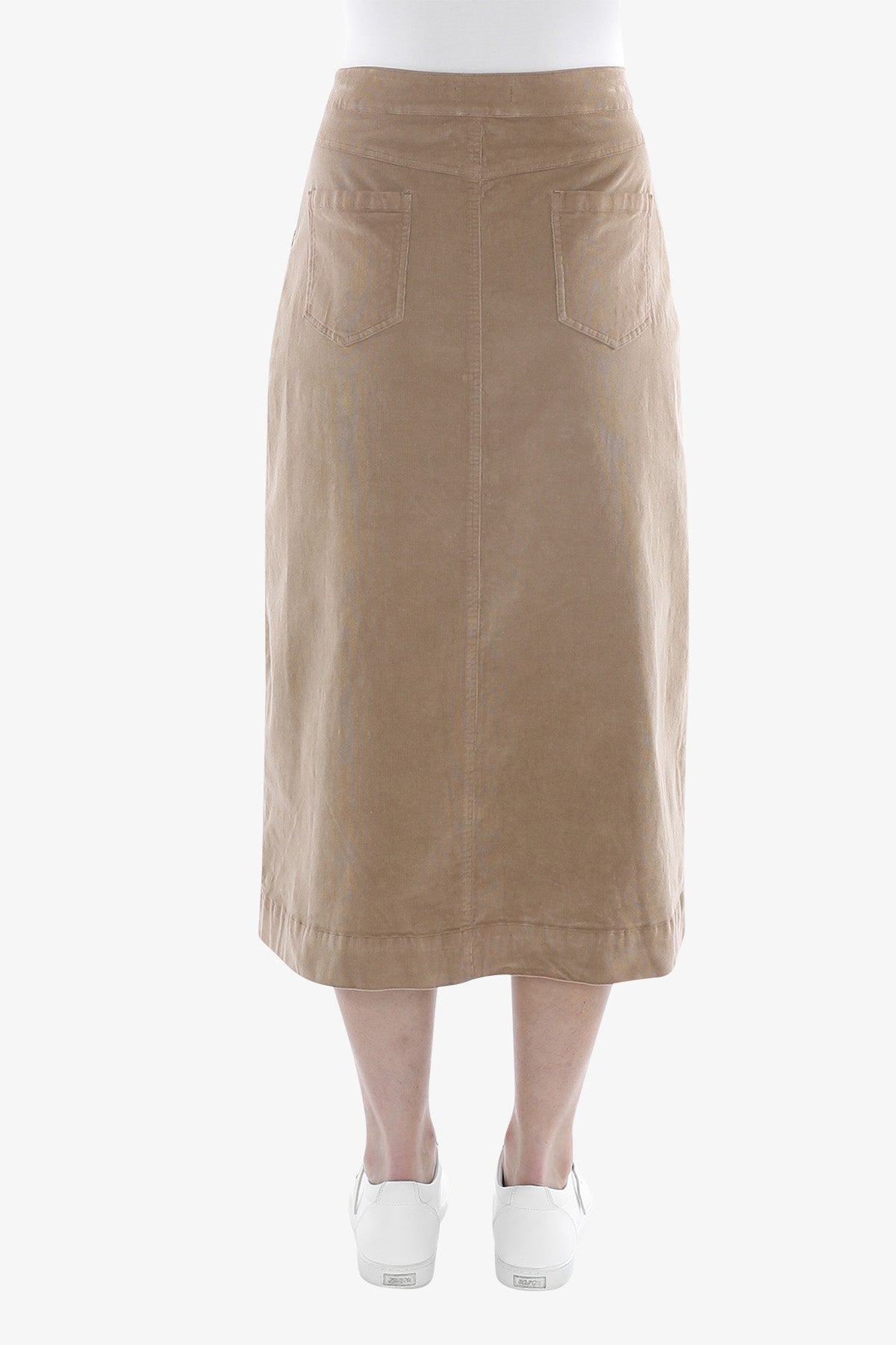 Cord Button Thru Skirt in Toast