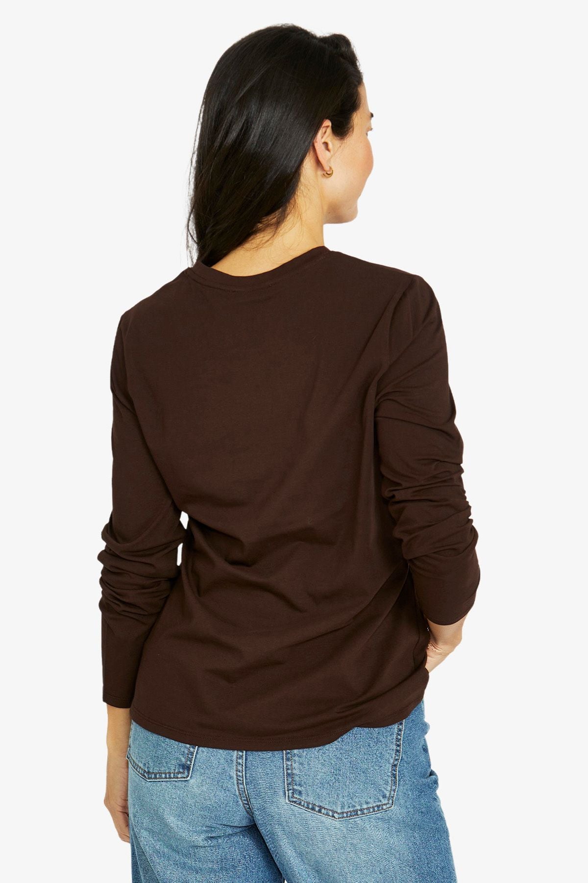 Womens Core Crew Ls Tee Brown 60612010a