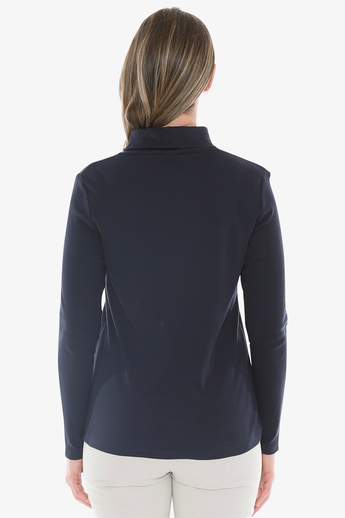 Cotton Roll Neck Skivvy in Navy