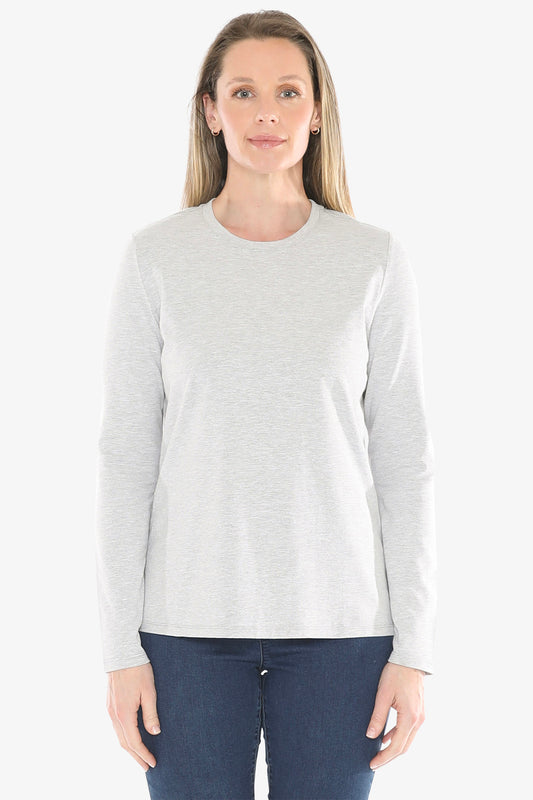 Crew Neck Long Sleeve Tee in Grey Marle