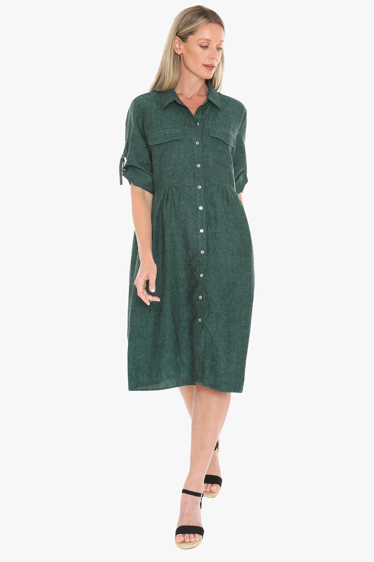 Womens D Ring Slv Dress Green 596j5098a