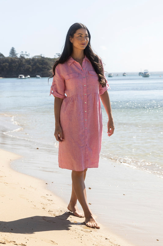 Womens D Ring Slv Dress Pink 596j5098a