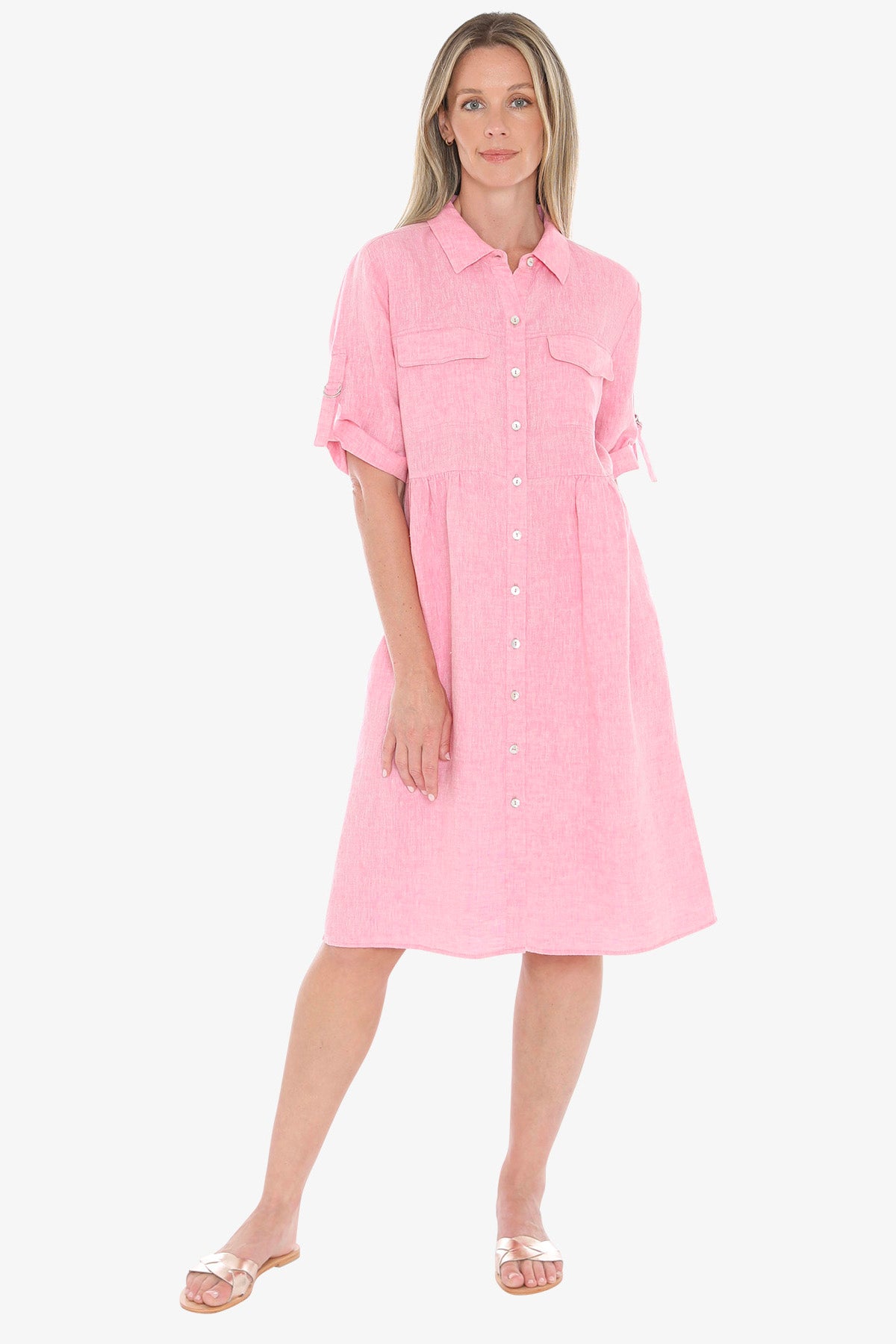 Womens D Ring Slv Dress Pink 596j5098a