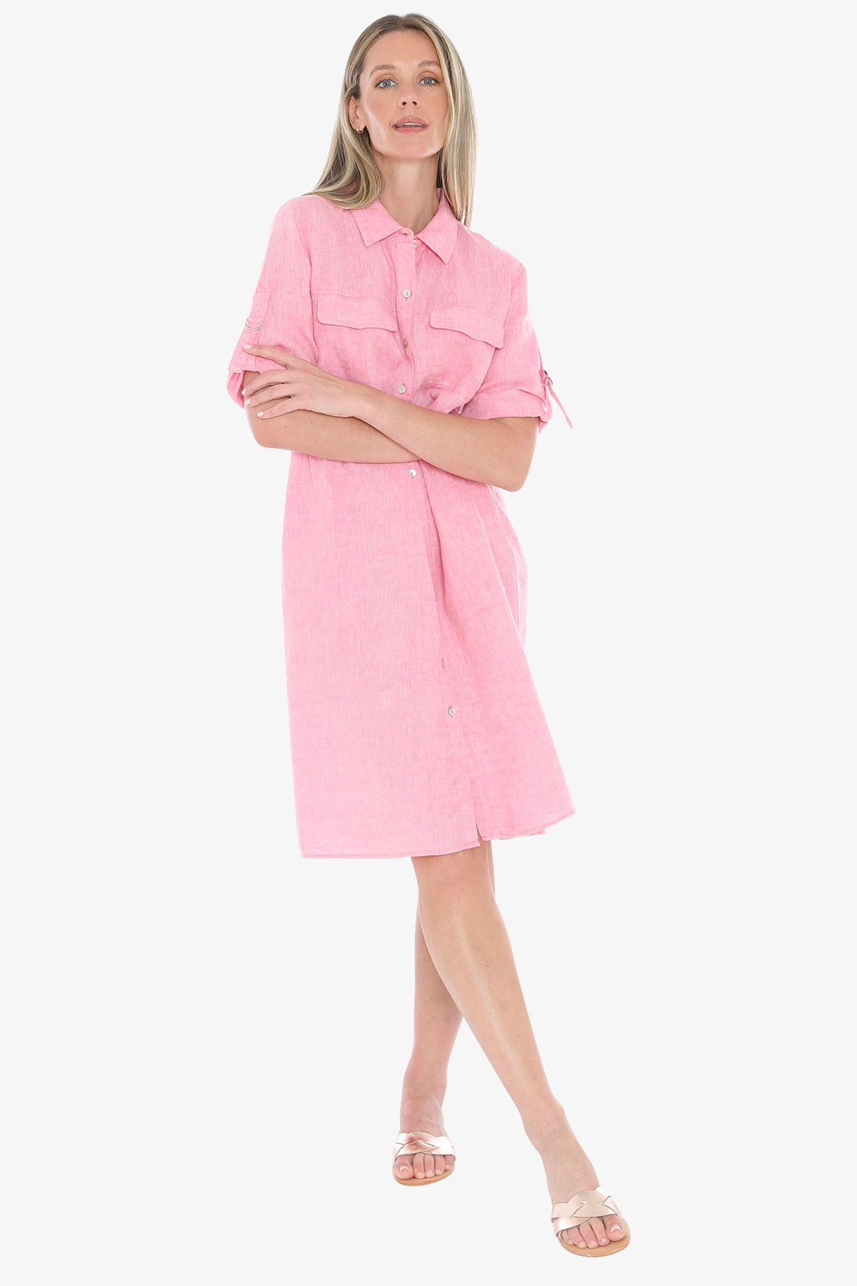 Womens D Ring Slv Dress Pink 596j5098a
