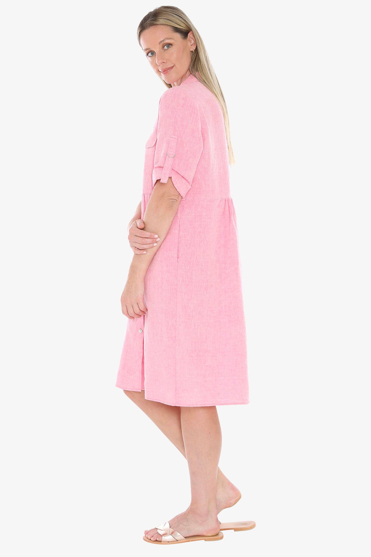 Womens D Ring Slv Dress Pink 596j5098a