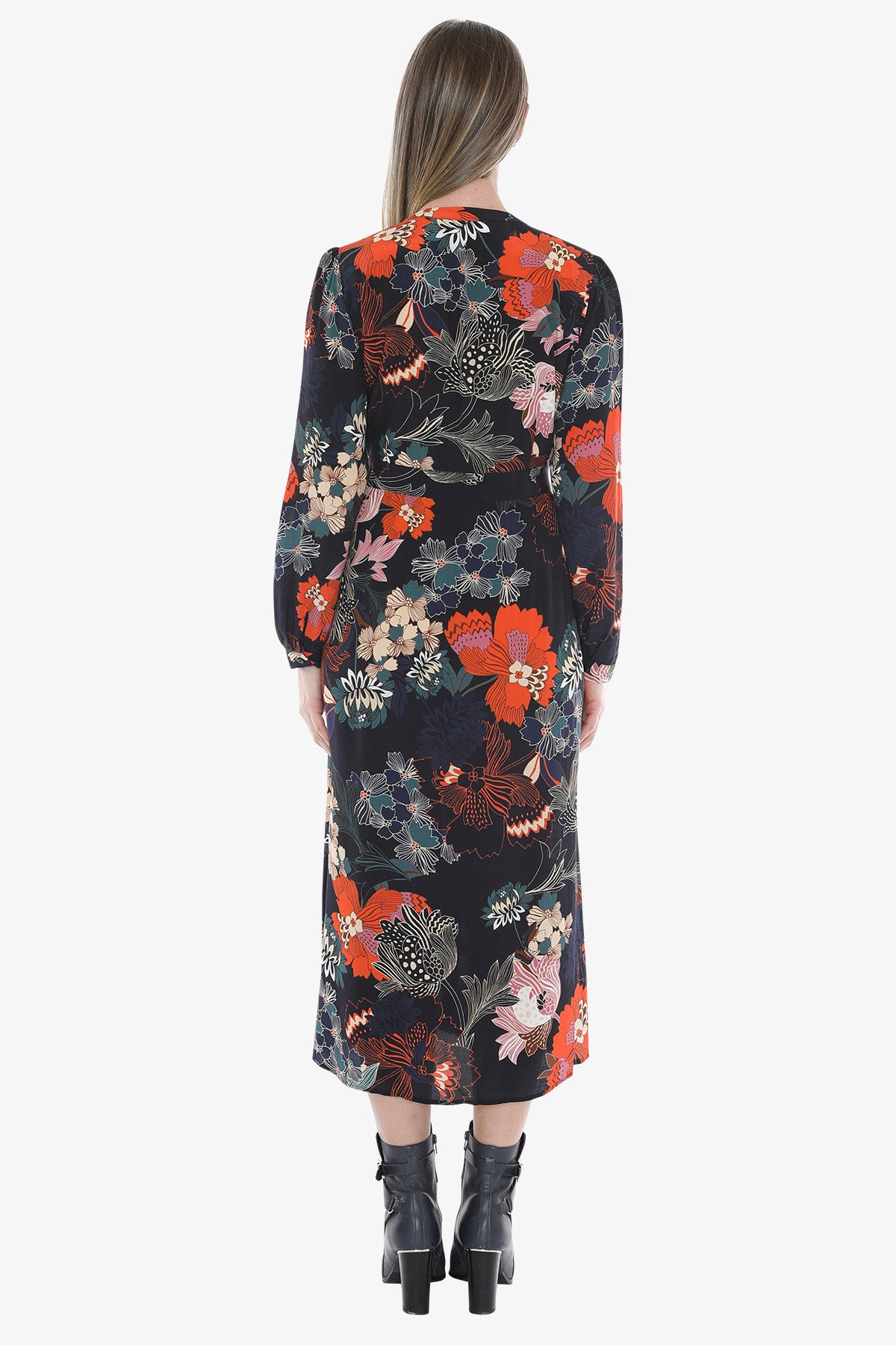 Deco Floral Tie Waist Dress in Multi