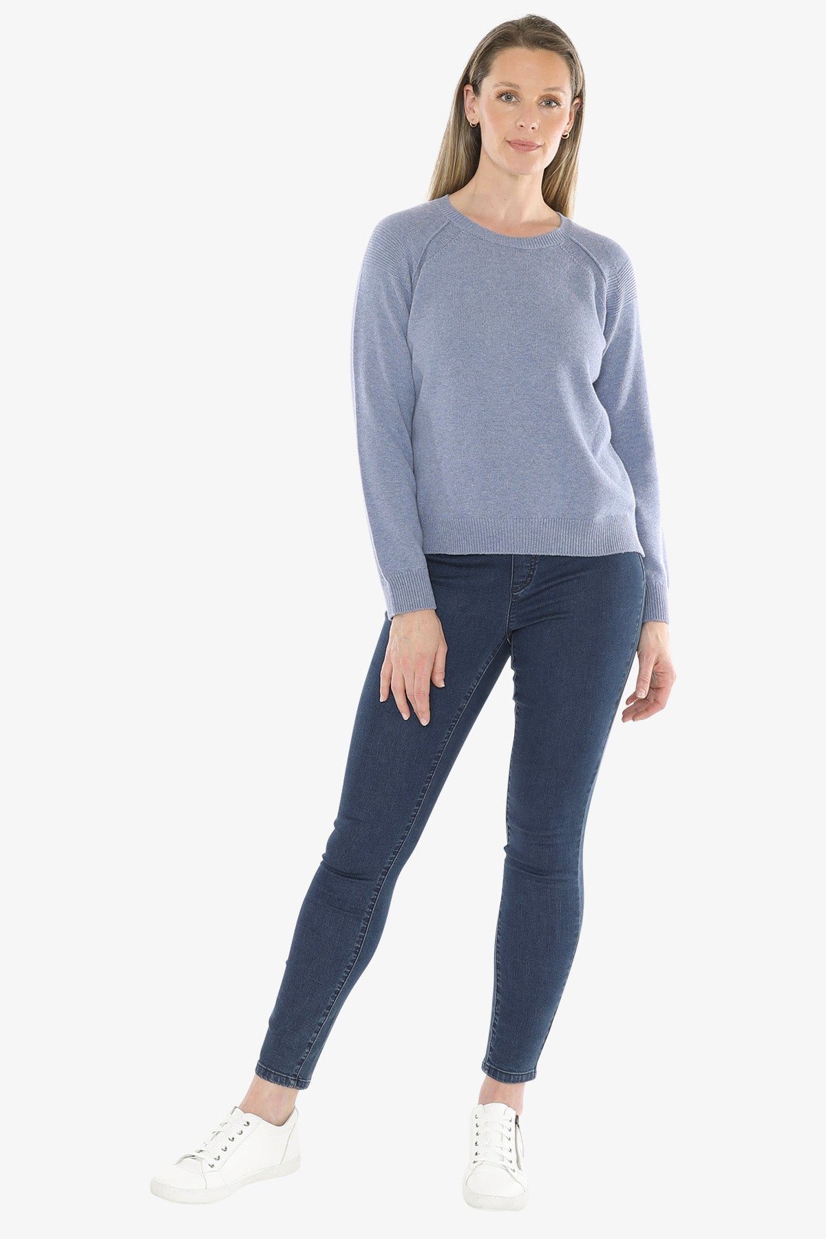 Detail Raglan Pullover in Seaside Marle