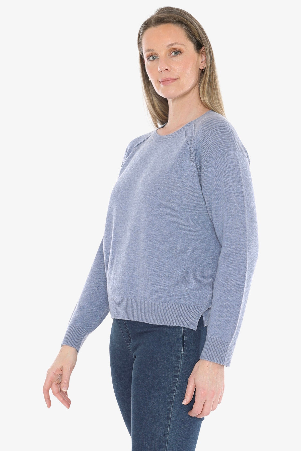 Detail Raglan Pullover in Seaside Marle