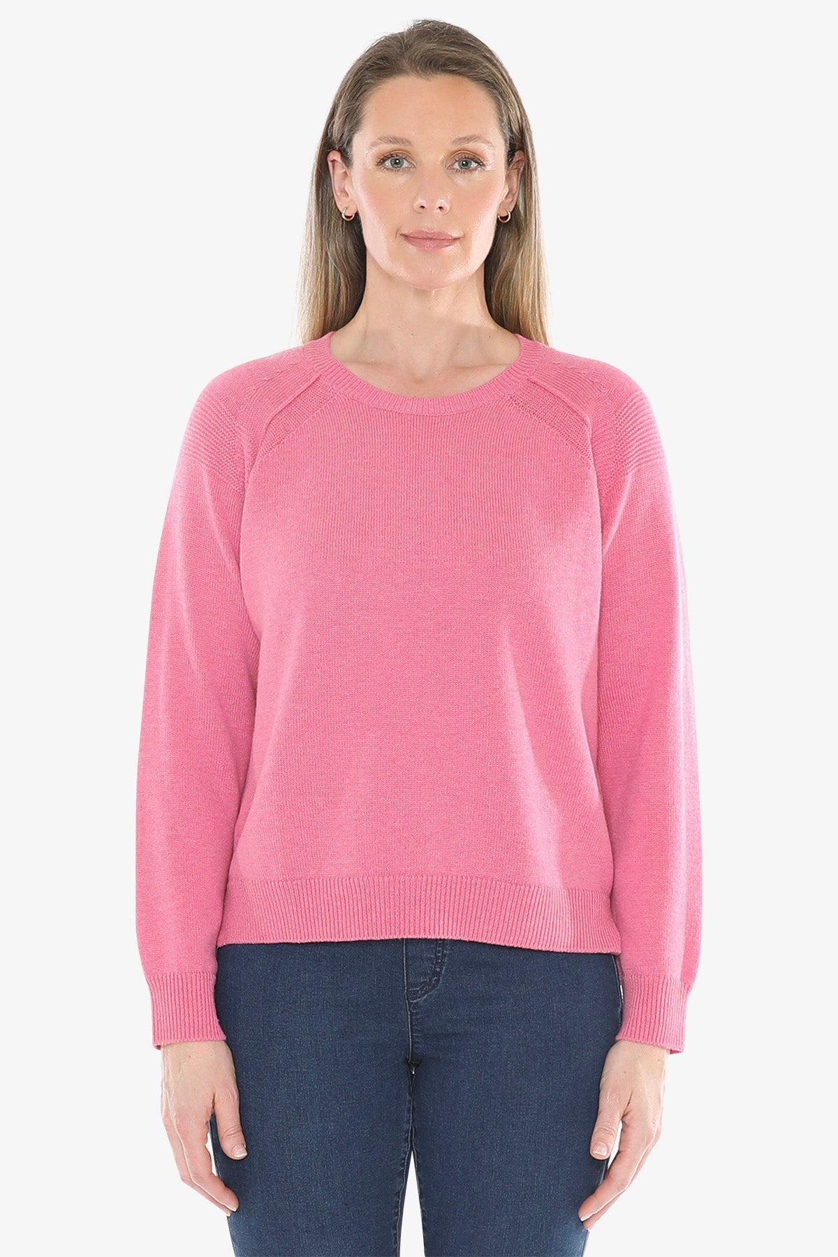 Detail Raglan Pullover in Pink Marle