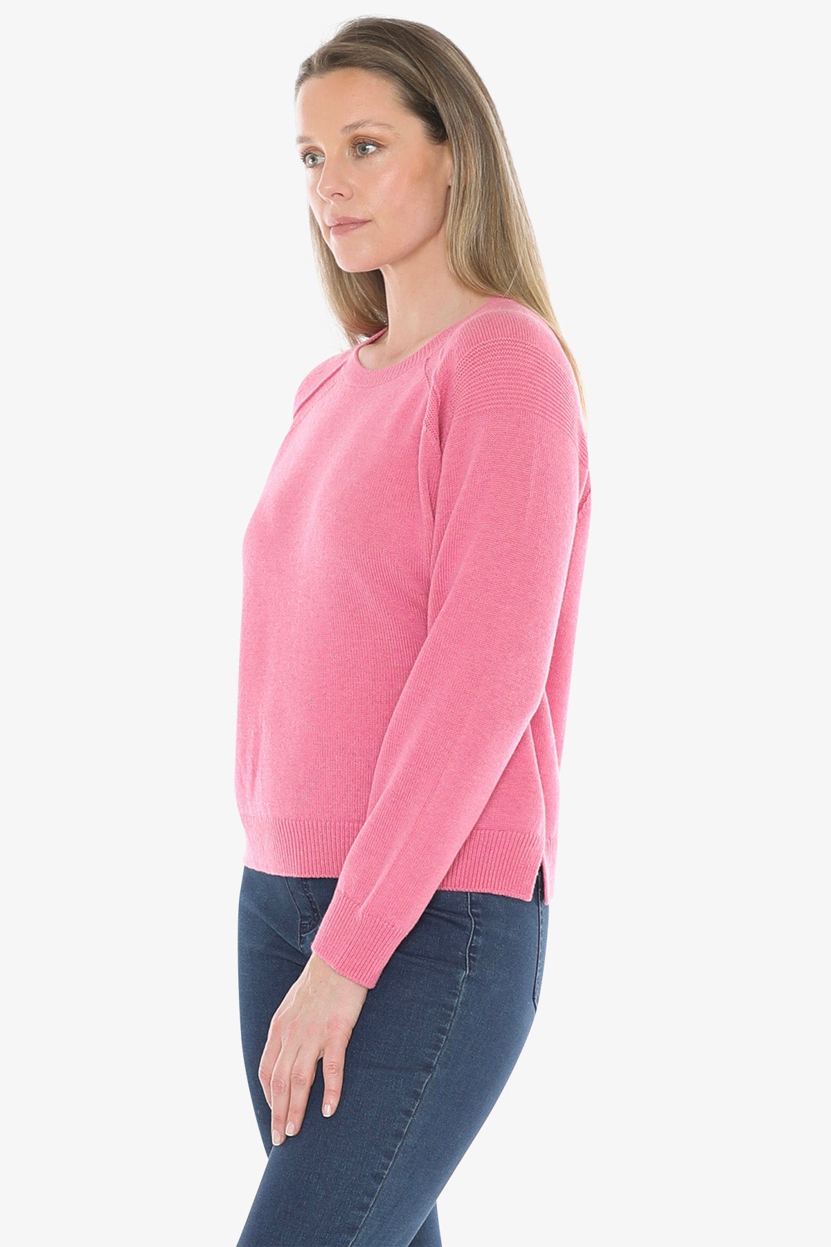 Detail Raglan Pullover in Pink Marle