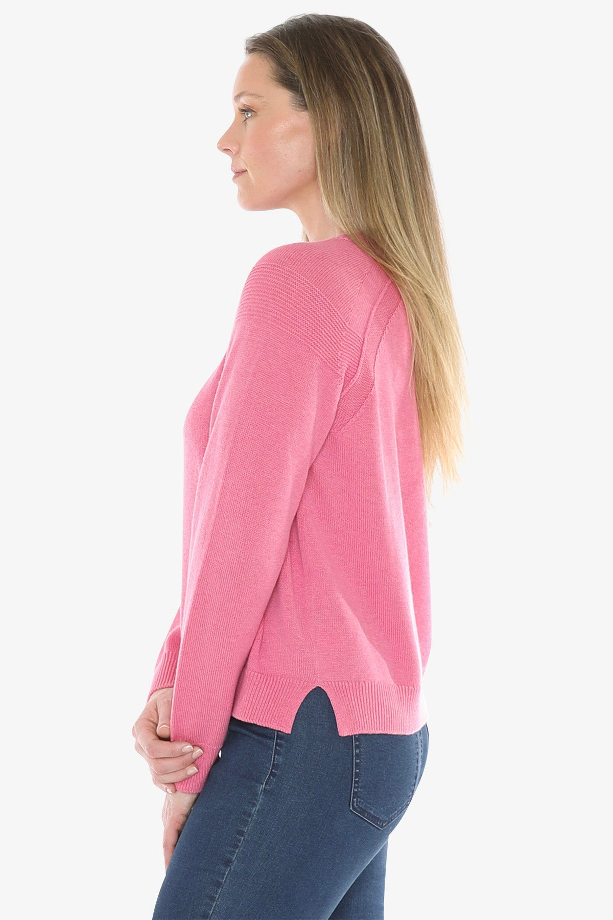 Detail Raglan Pullover in Pink Marle