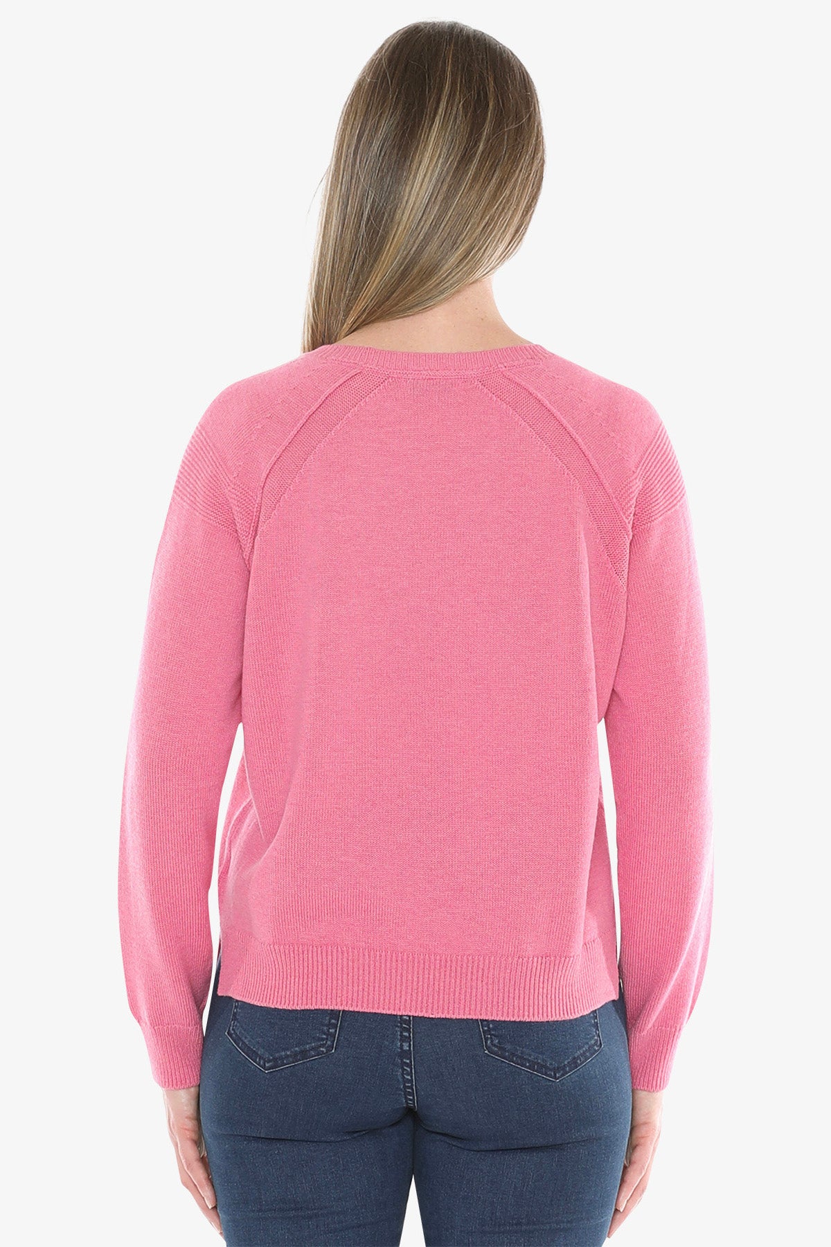 Detail Raglan Pullover in Pink Marle