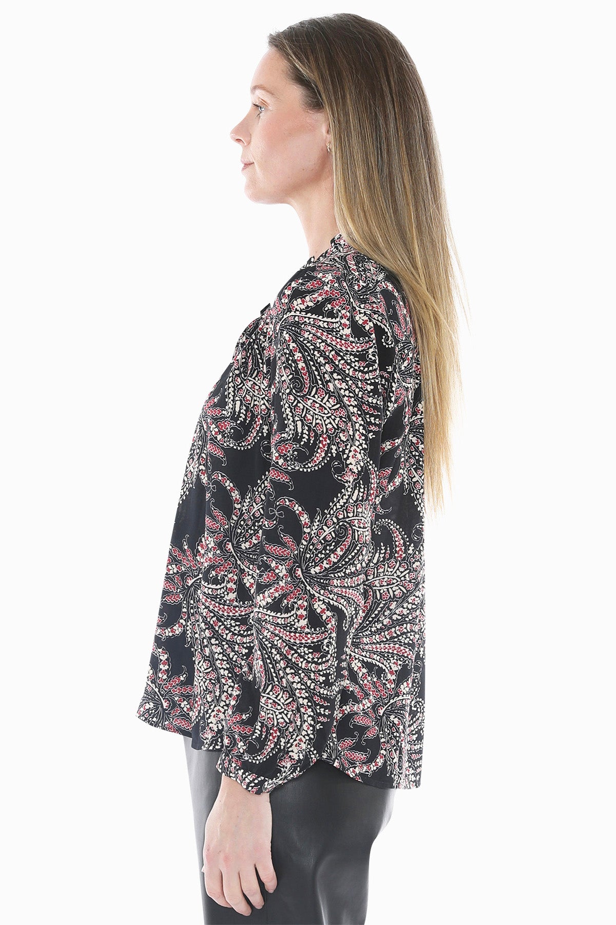 Ditsy Paisley Ruffle Detail Top in Multi