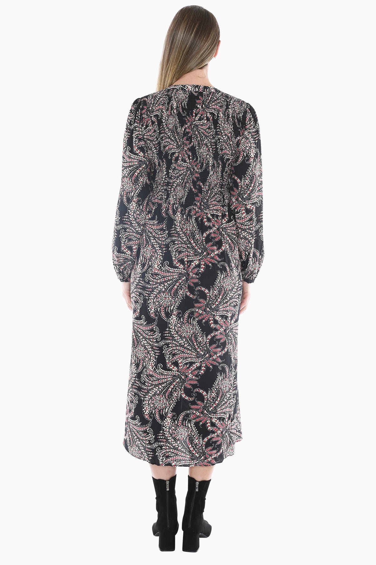 Ditsy Paisley Shirred Dress in Multi