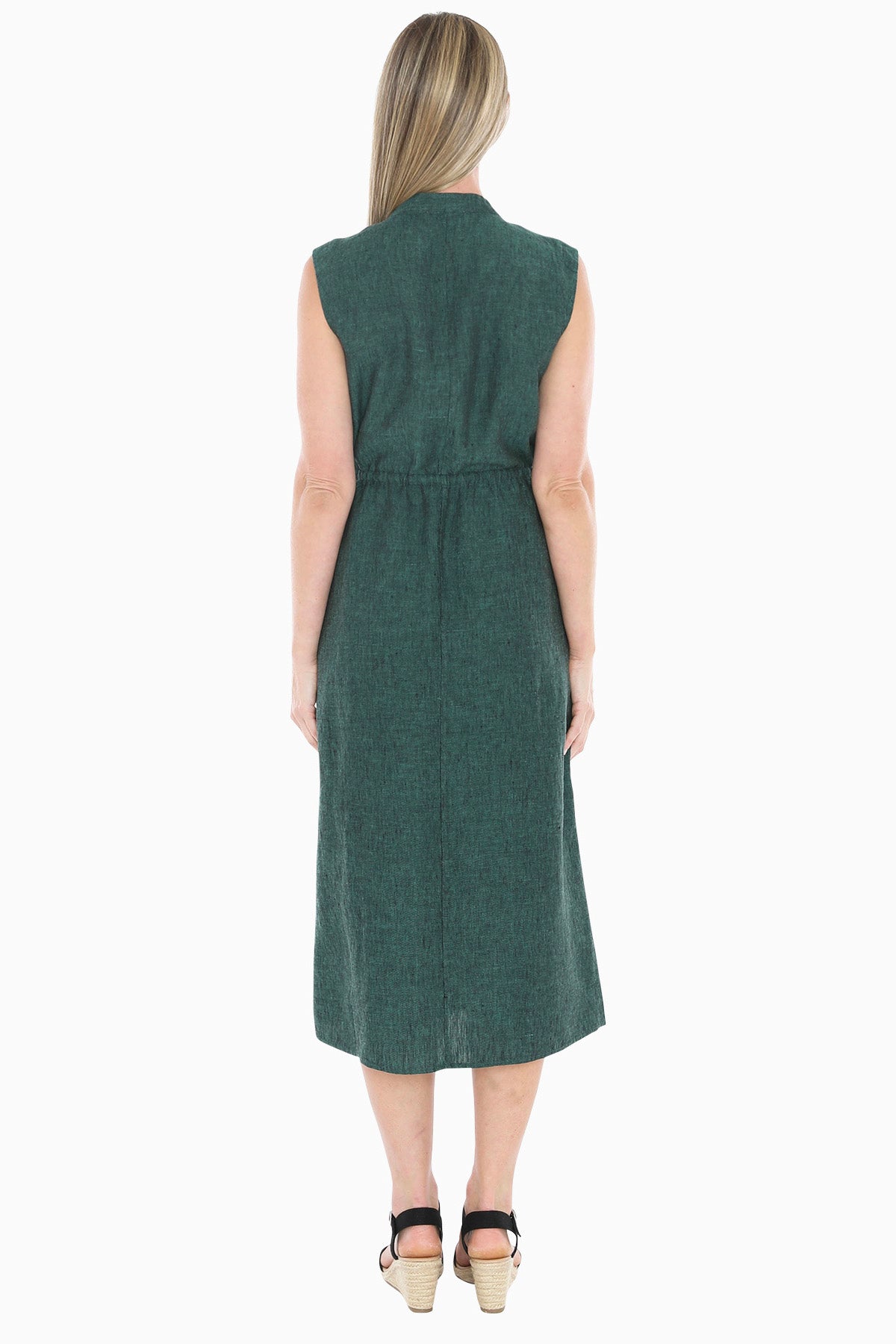 Womens Drawstring Waist Dress Green 596j5074a