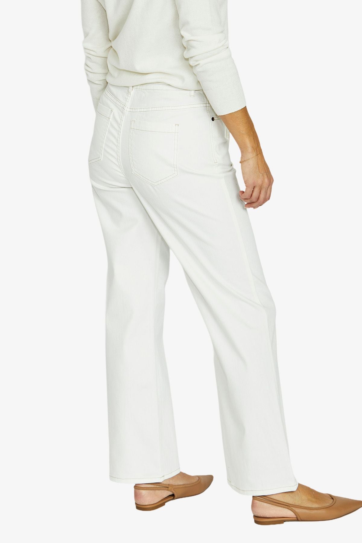 Womens Ecru Belted Jean White 606j7021a