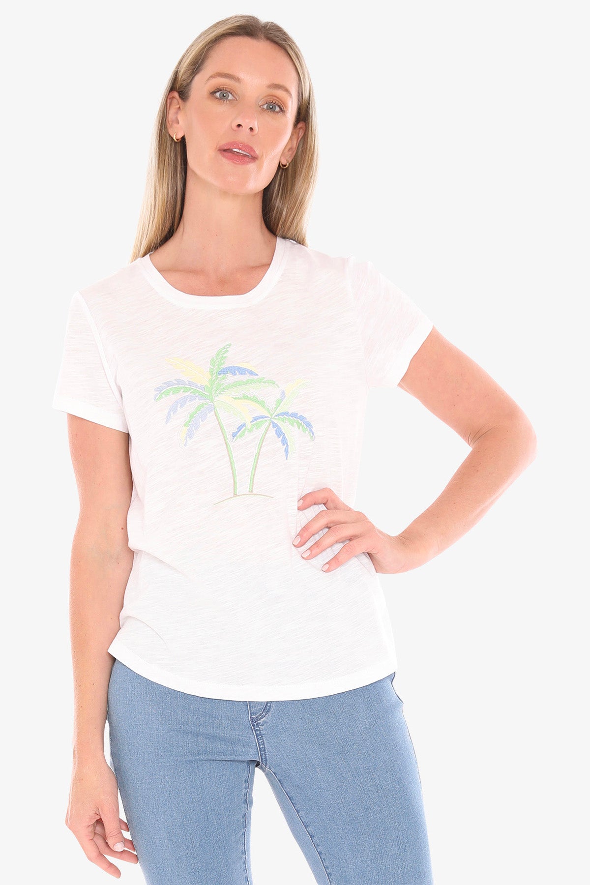 Womens Embroidered Palm Tee White 59612005a
