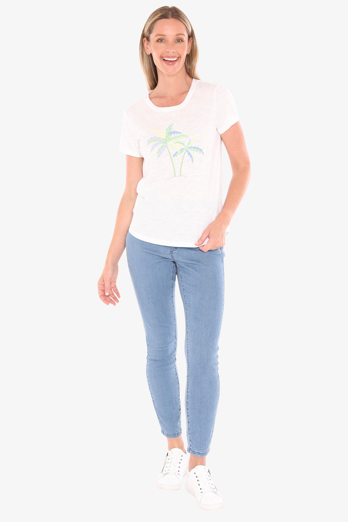 Womens Embroidered Palm Tee White 59612005a