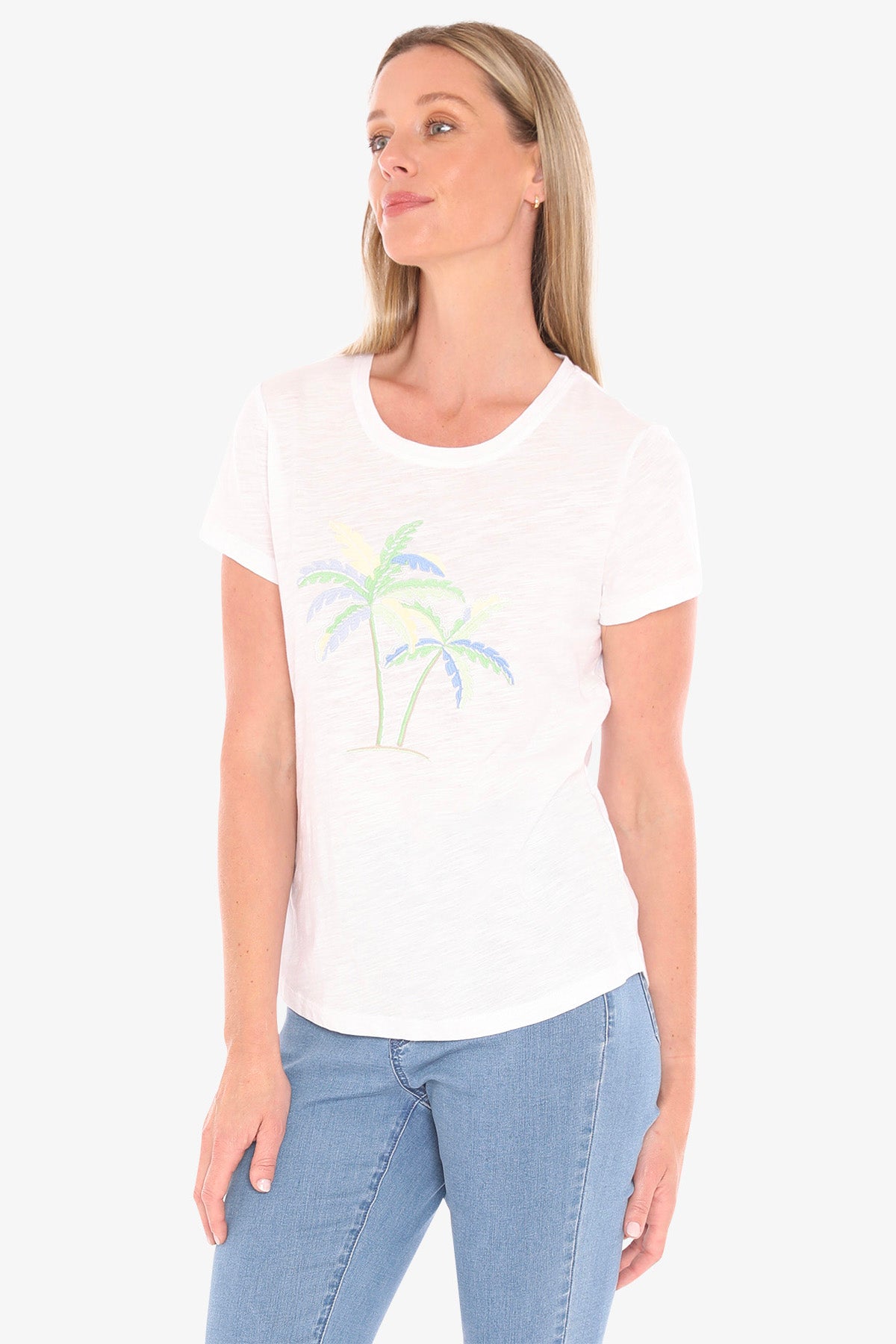 Womens Embroidered Palm Tee White 59612005a