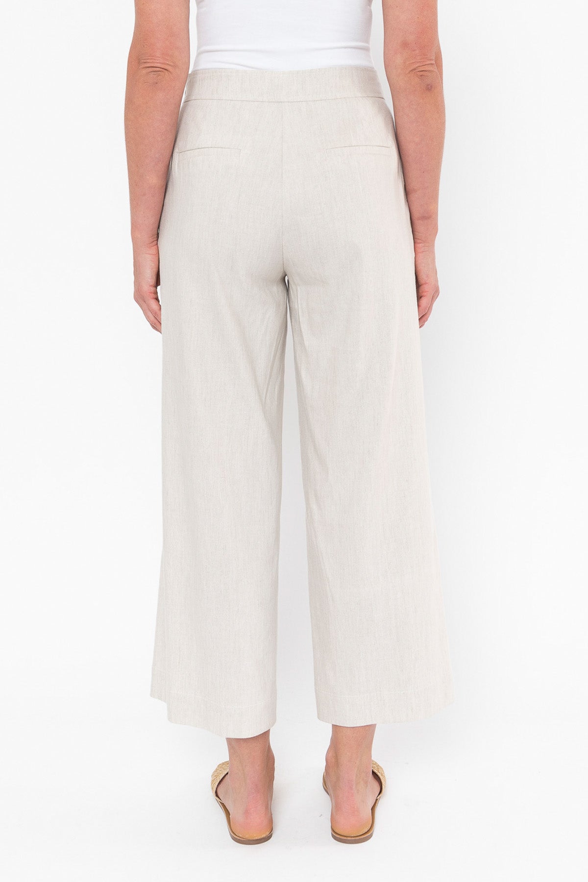 Flat Front Wide Leg Pant Natural