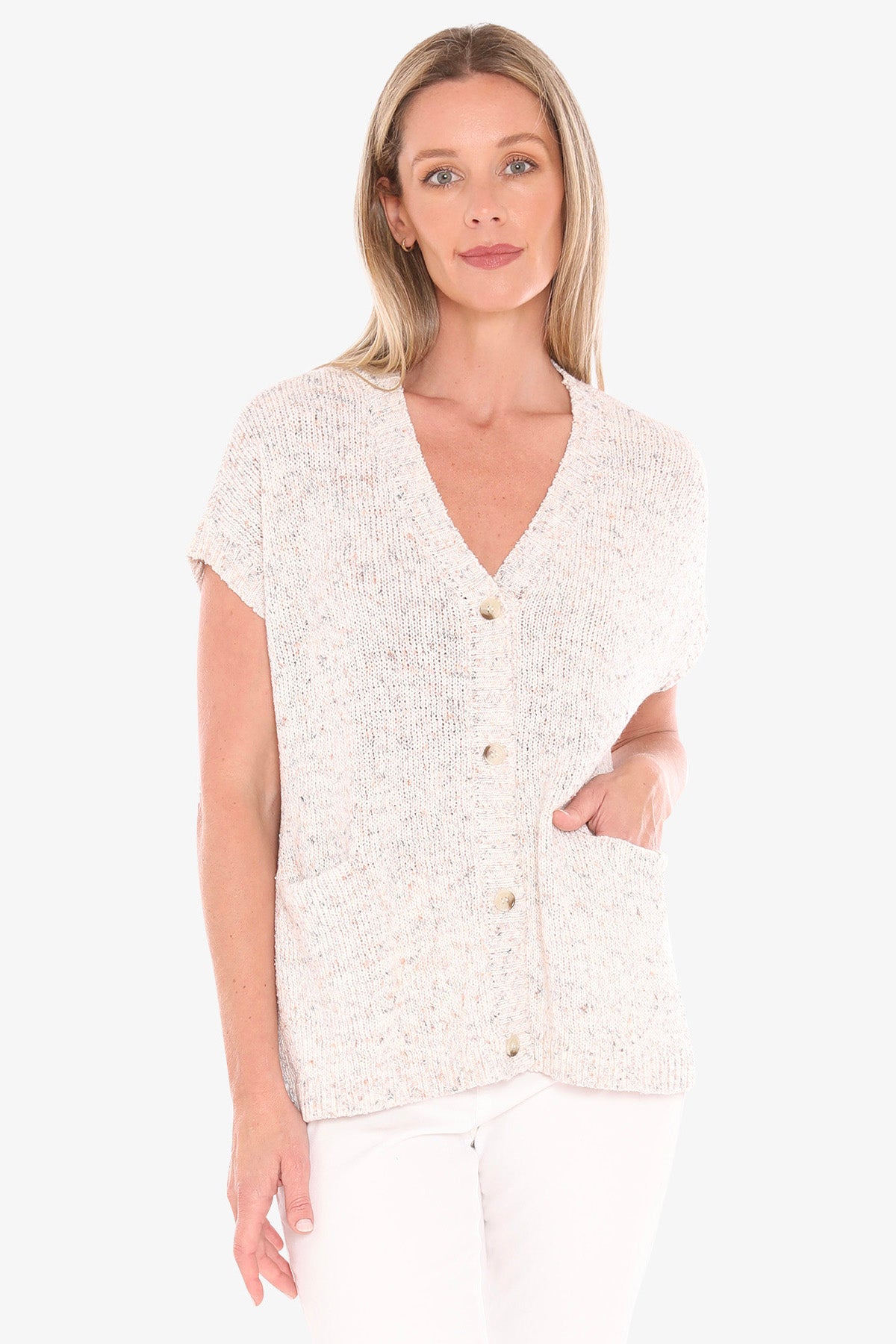 Womens Fleck Knit Vest Beige 59611006a