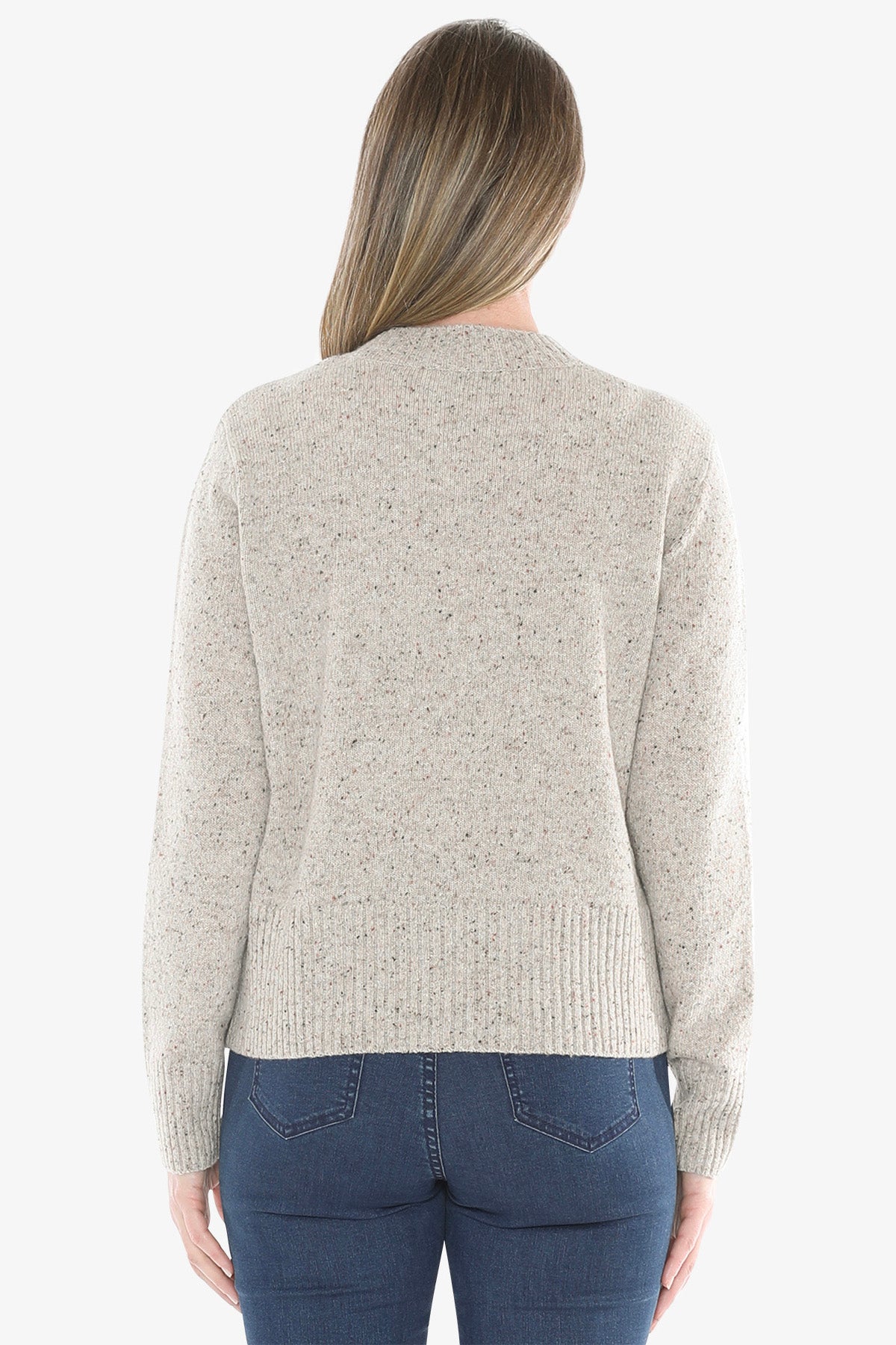 Fleck Side Button Pullover in Sand