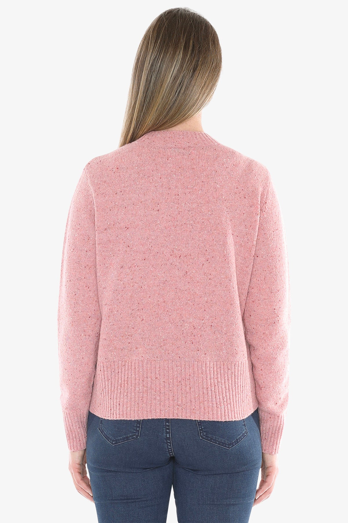 Fleck Side Button Pullover in Blush