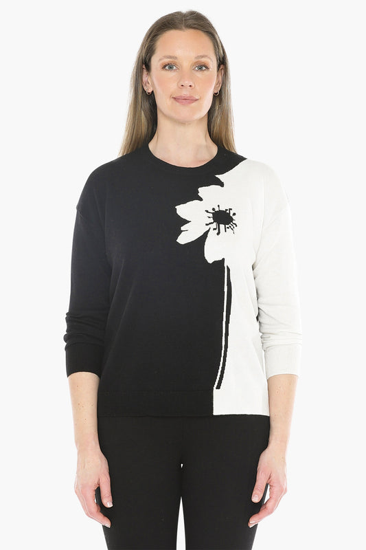 Flower Stem Pullover in Black Combo