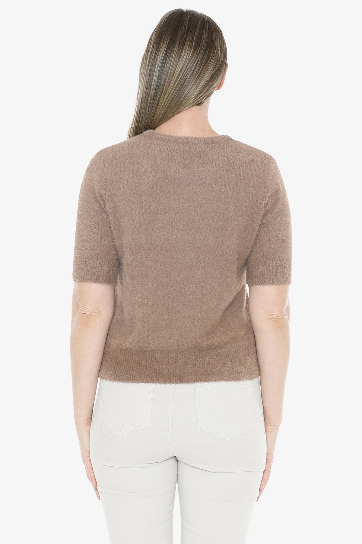 Fluffy Short Sleeve Top in Walnut