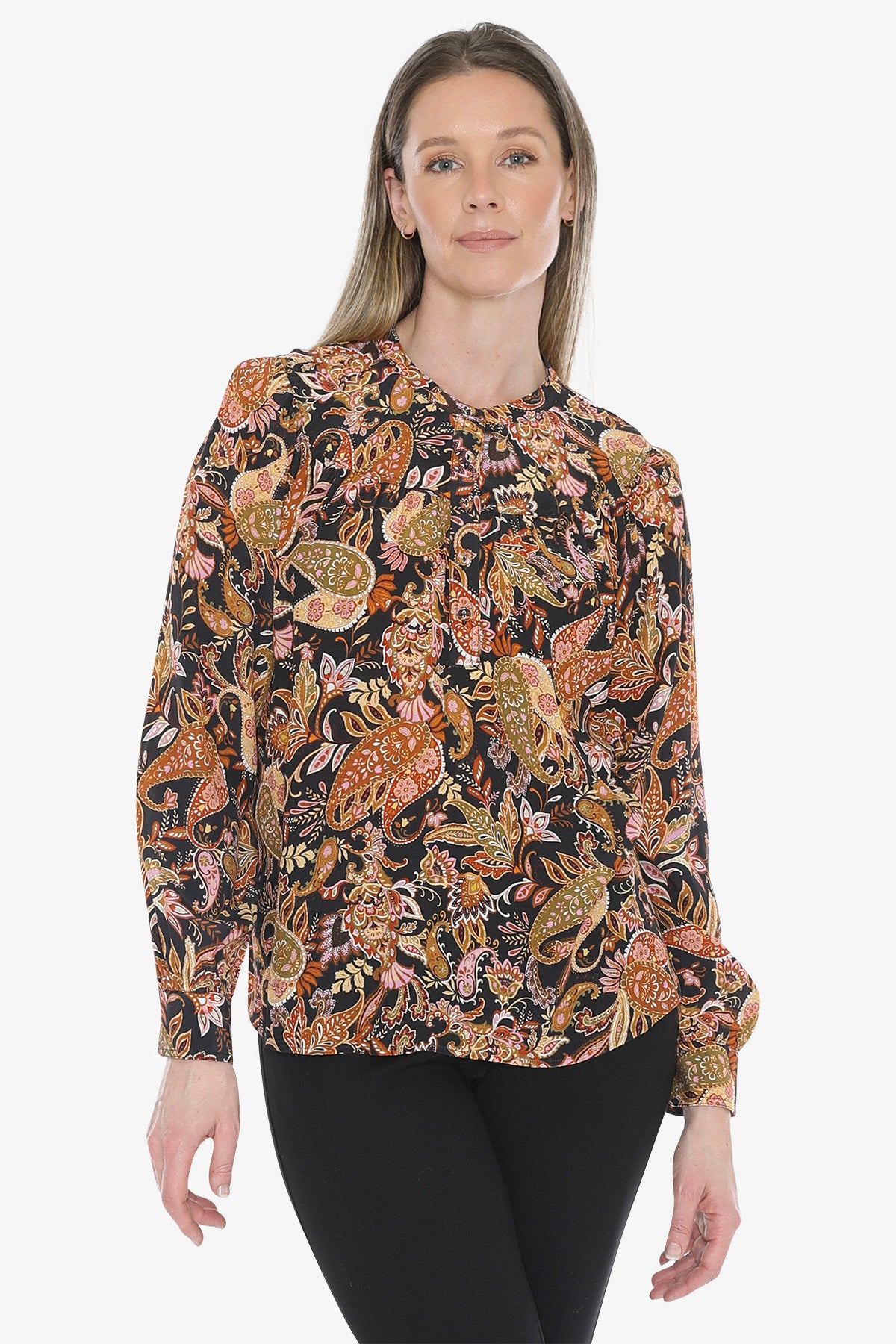 Folklore Paisley Yoke Detail Top in Multi