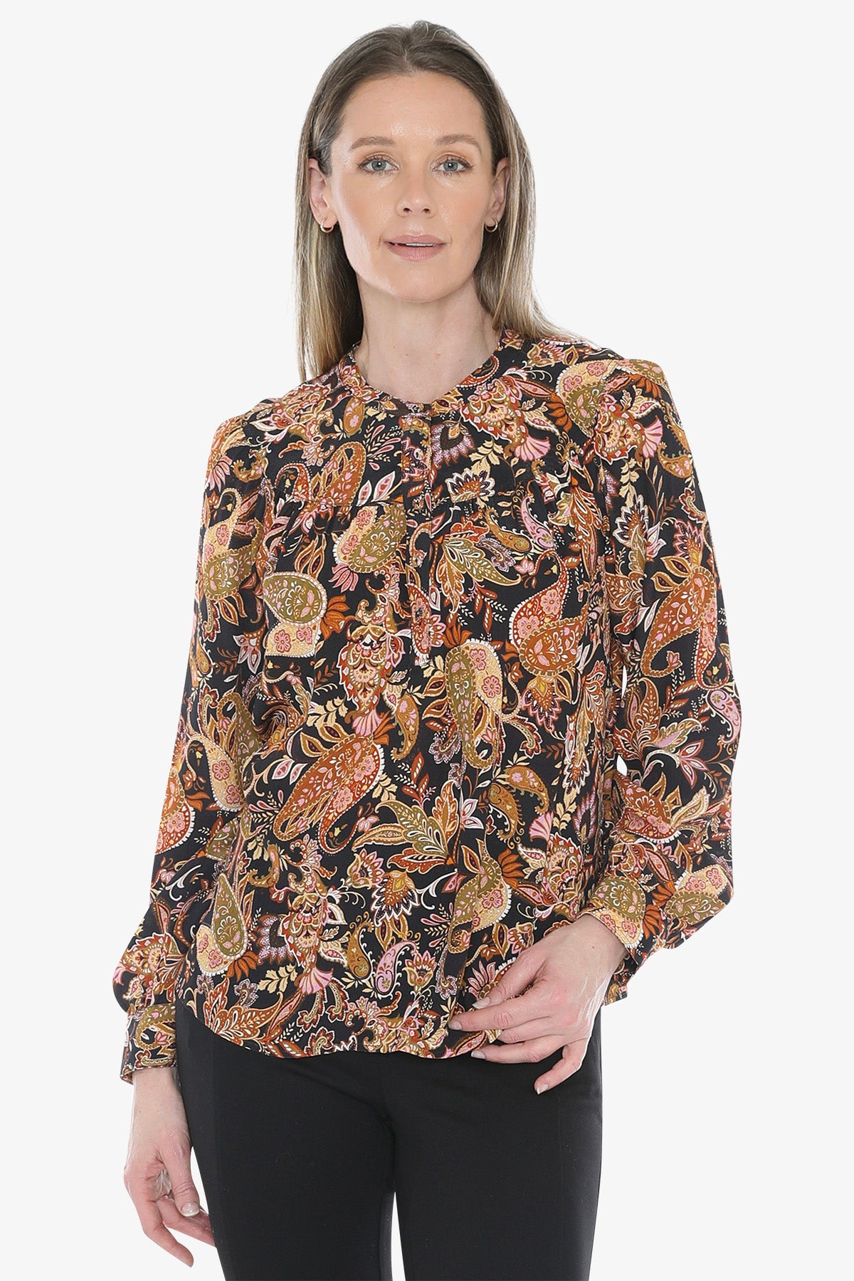 Folklore Paisley Yoke Detail Top in Multi
