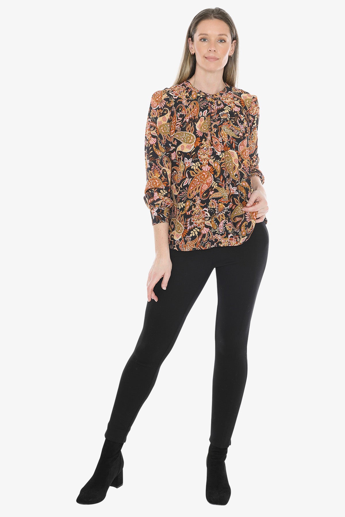 Folklore Paisley Yoke Detail Top in Multi