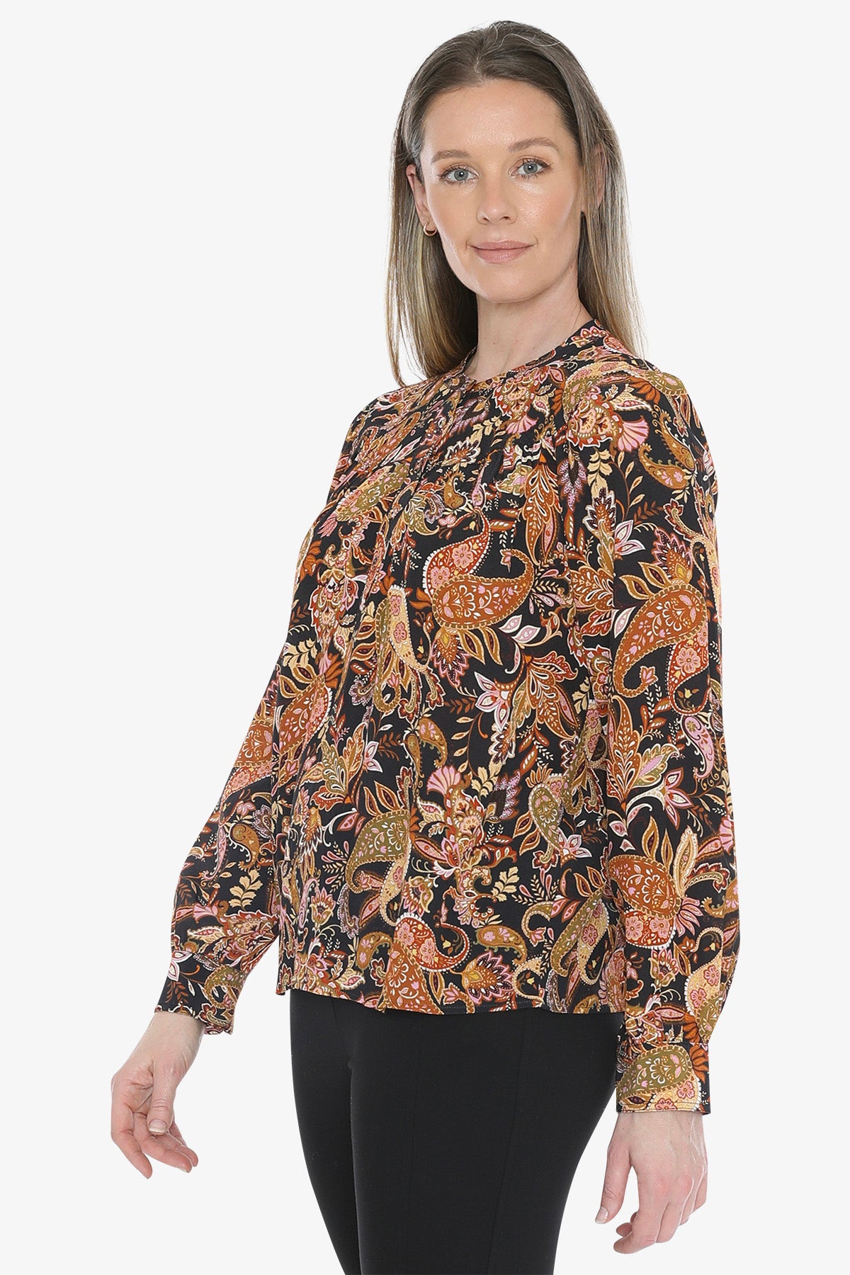 Folklore Paisley Yoke Detail Top in Multi