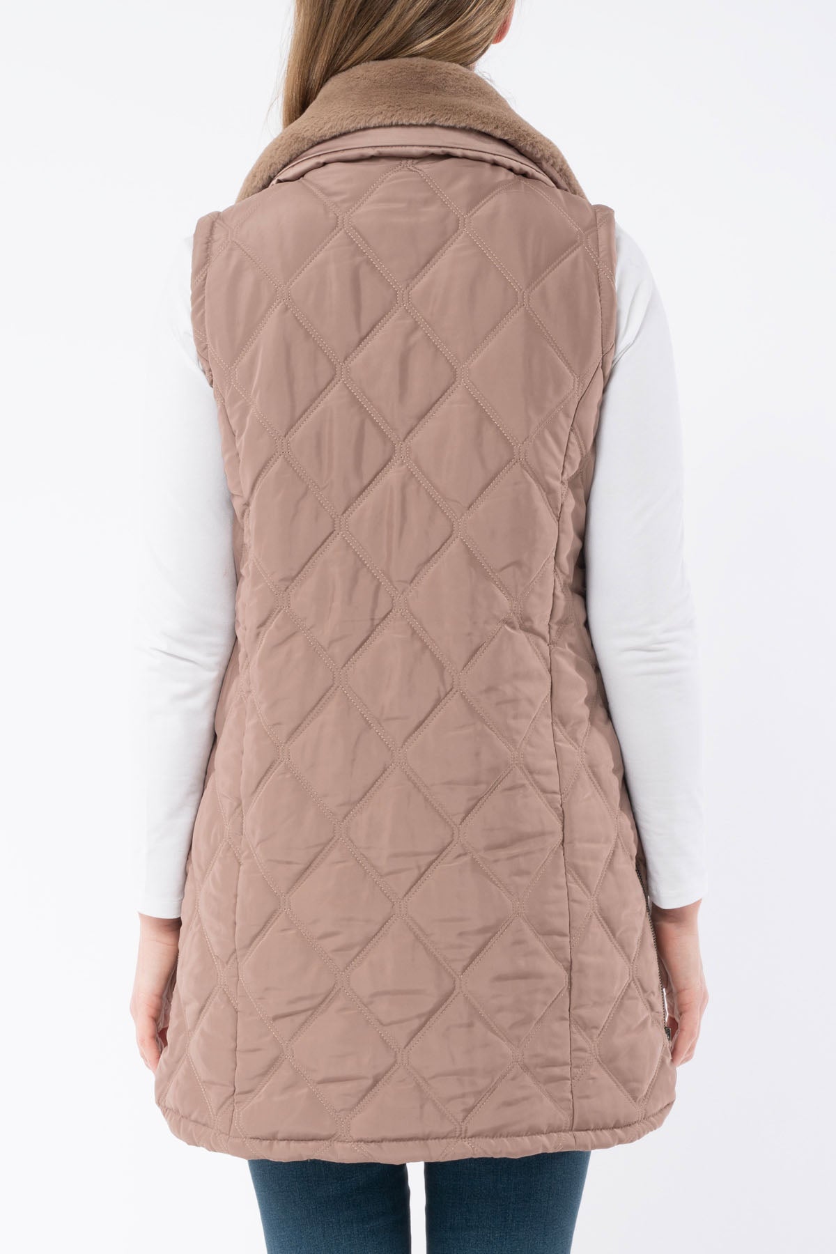 Women's Fur Trim Long Vest