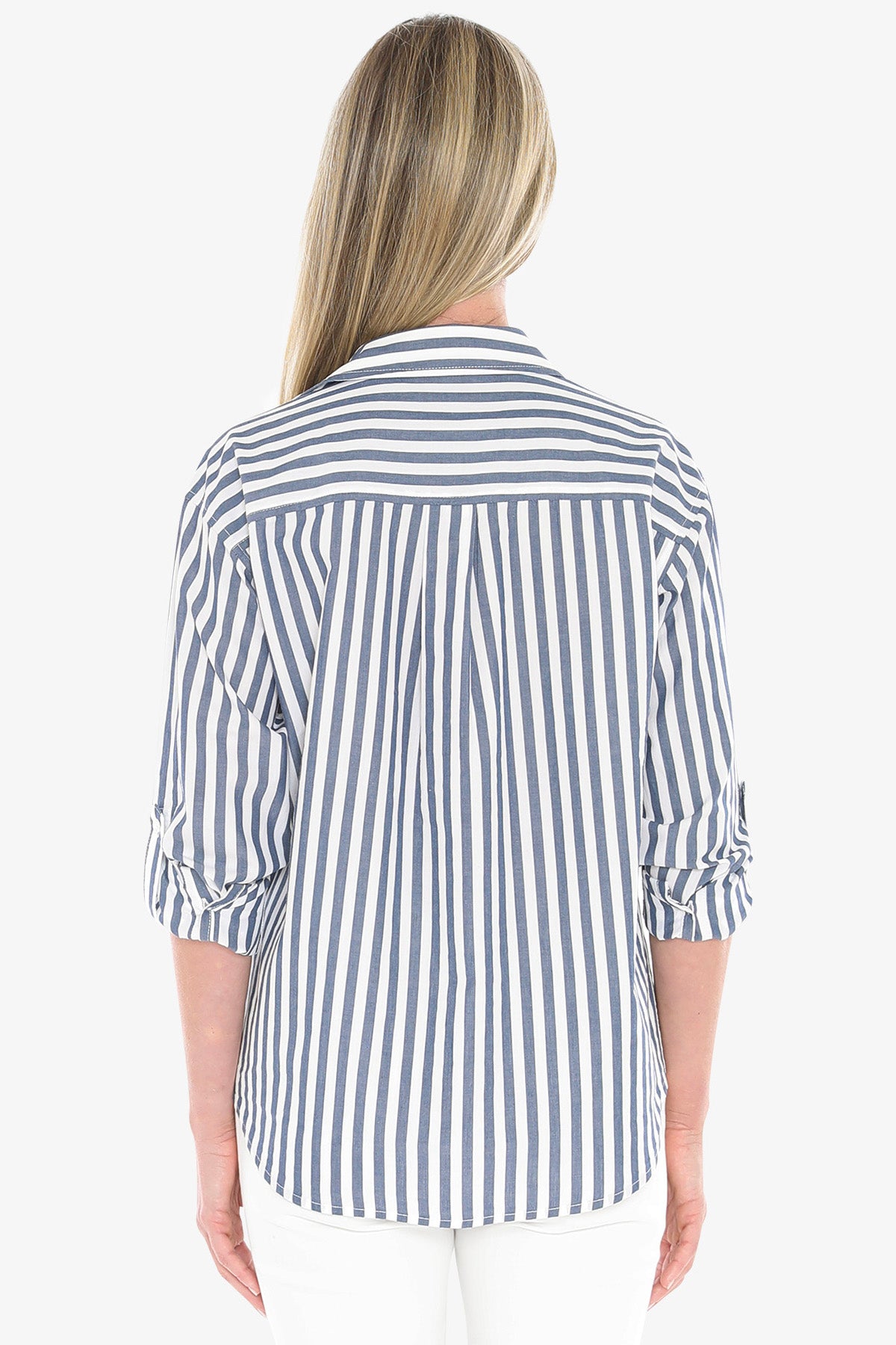 Womens Holiday Stripe Shirt Navy 596j3108a