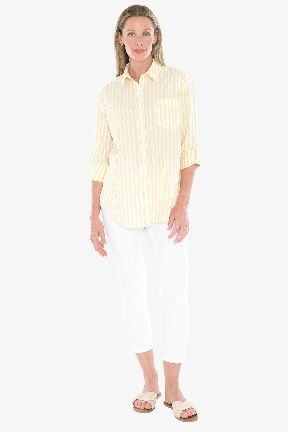 Womens Holiday Stripe Shirt Yellow 596j3108a