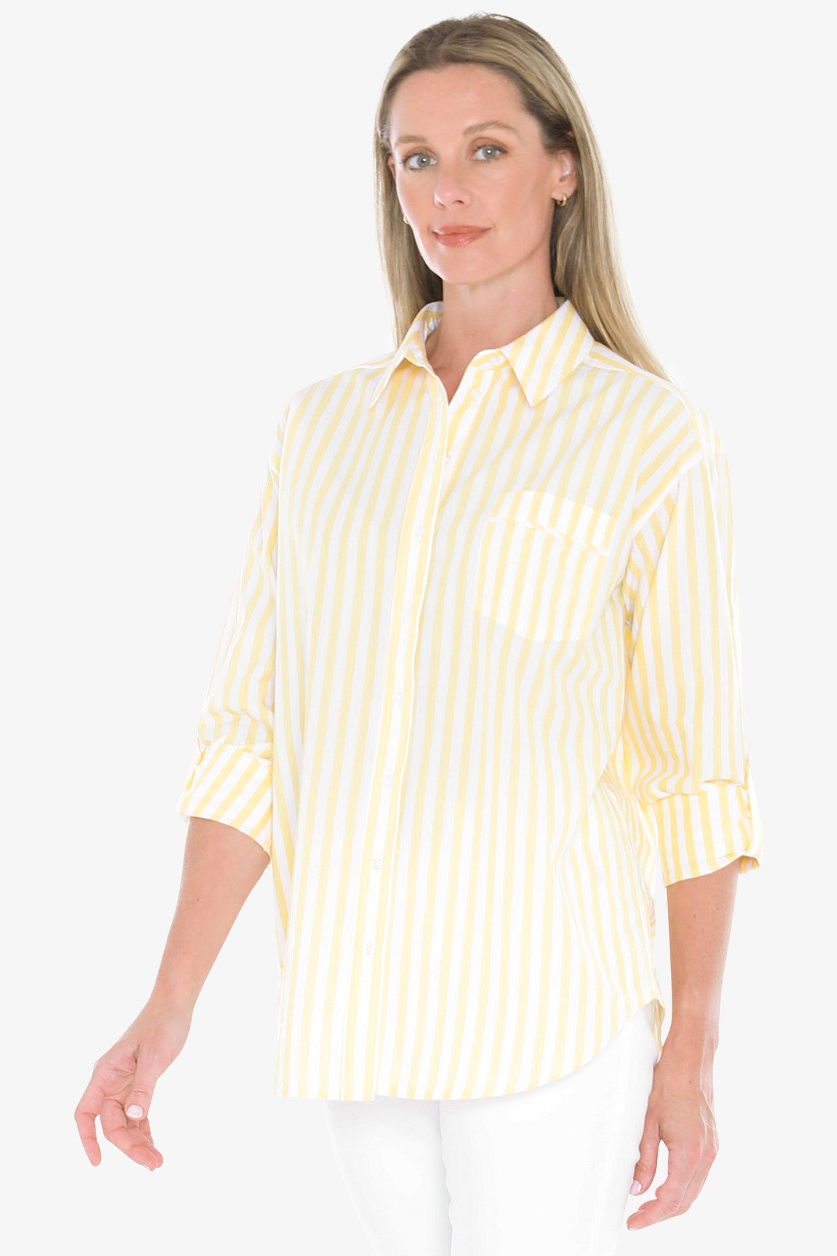 Womens Holiday Stripe Shirt Yellow 596j3108a