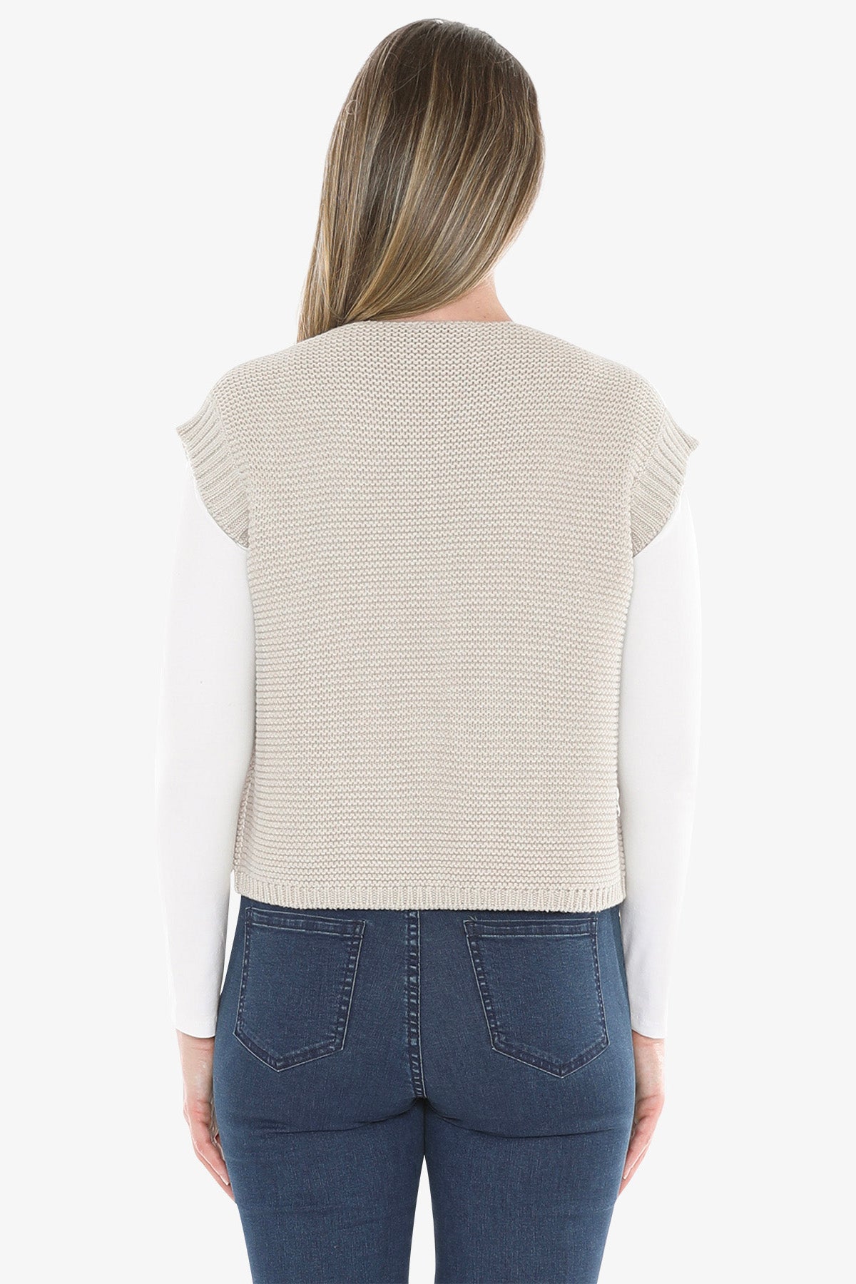 Knit Gilet in Stone Marle