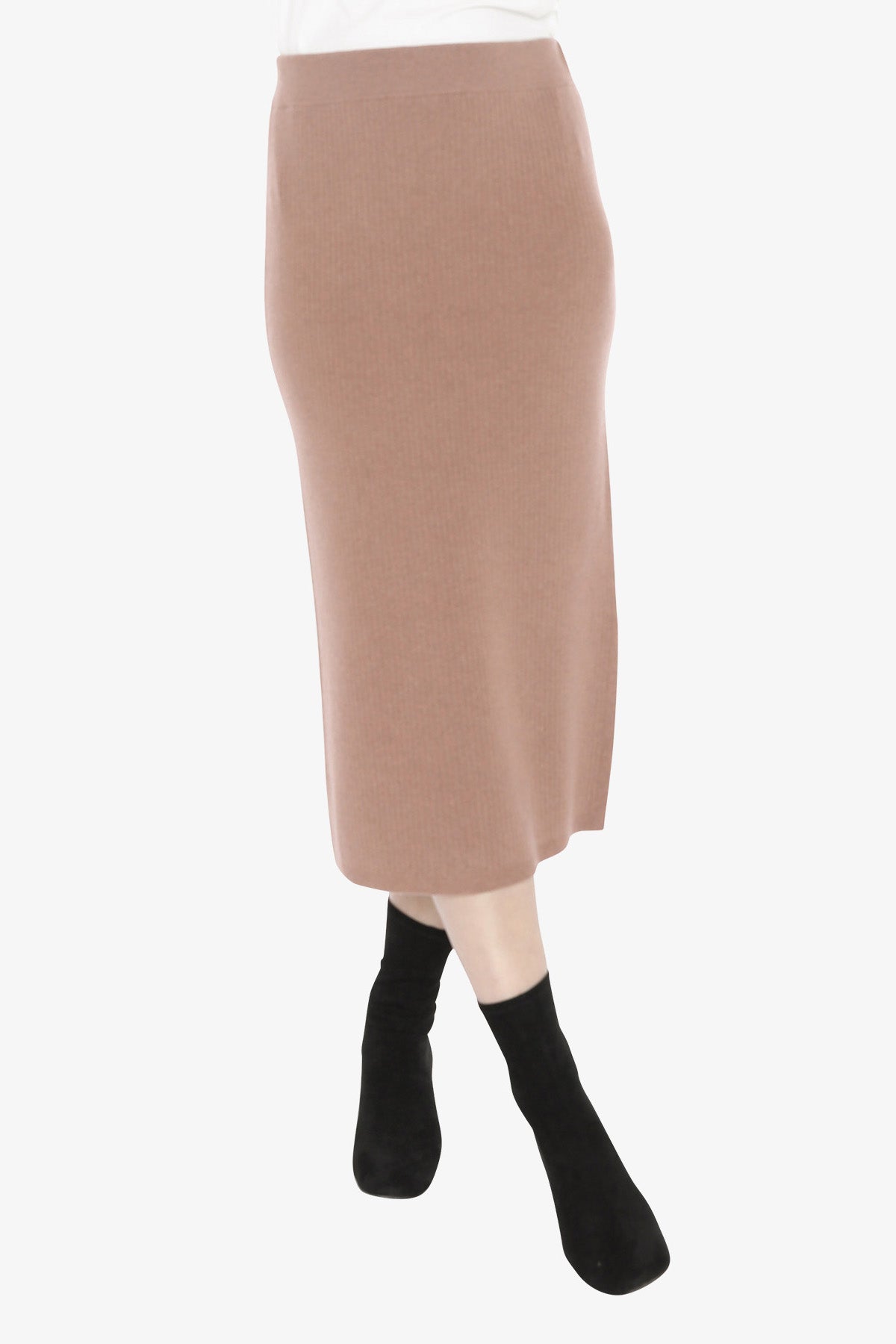 Knit Rib Skirt in Clay