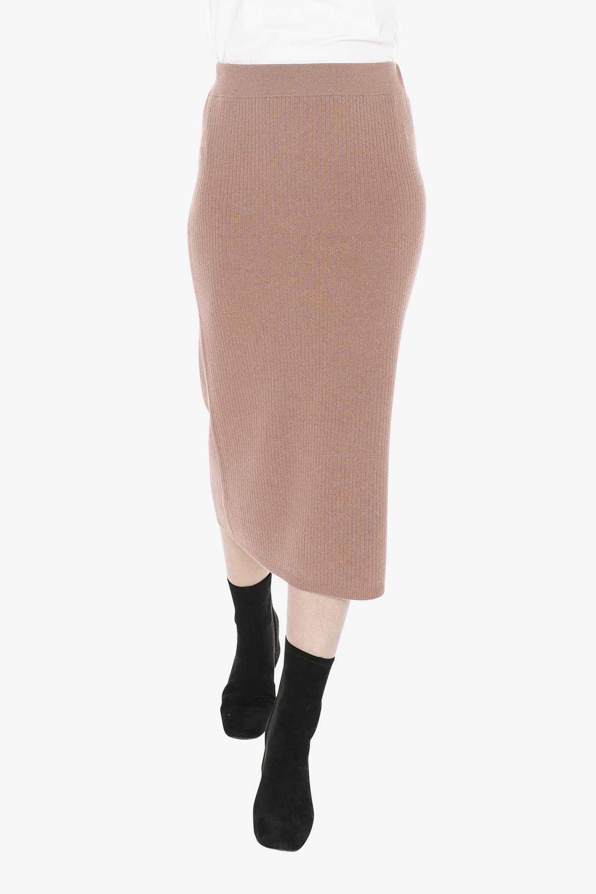 Knit Rib Skirt in Clay