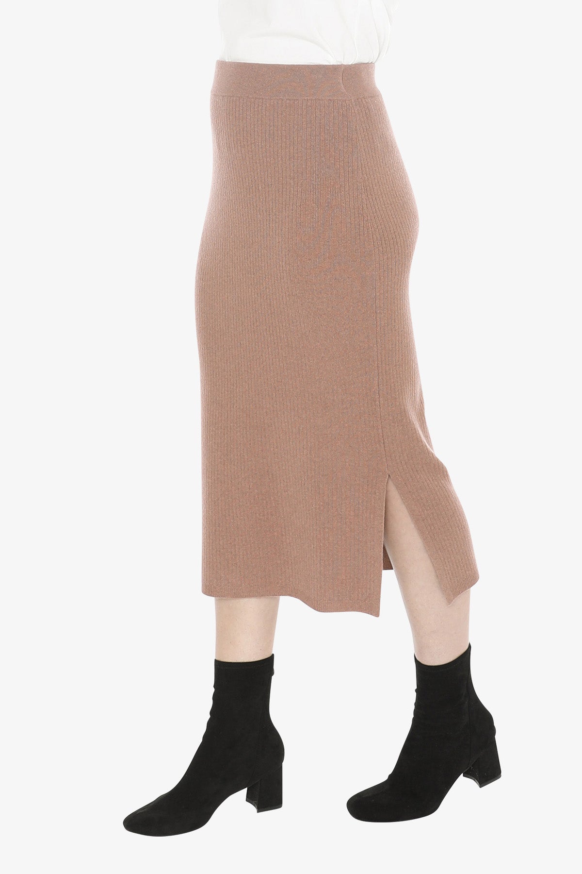 Knit Rib Skirt in Clay