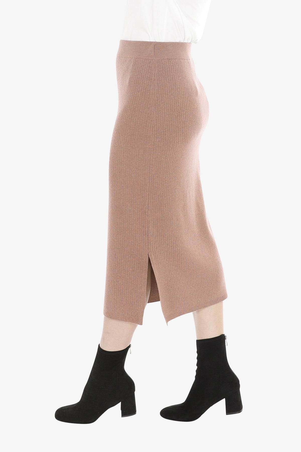 Knit Rib Skirt in Clay